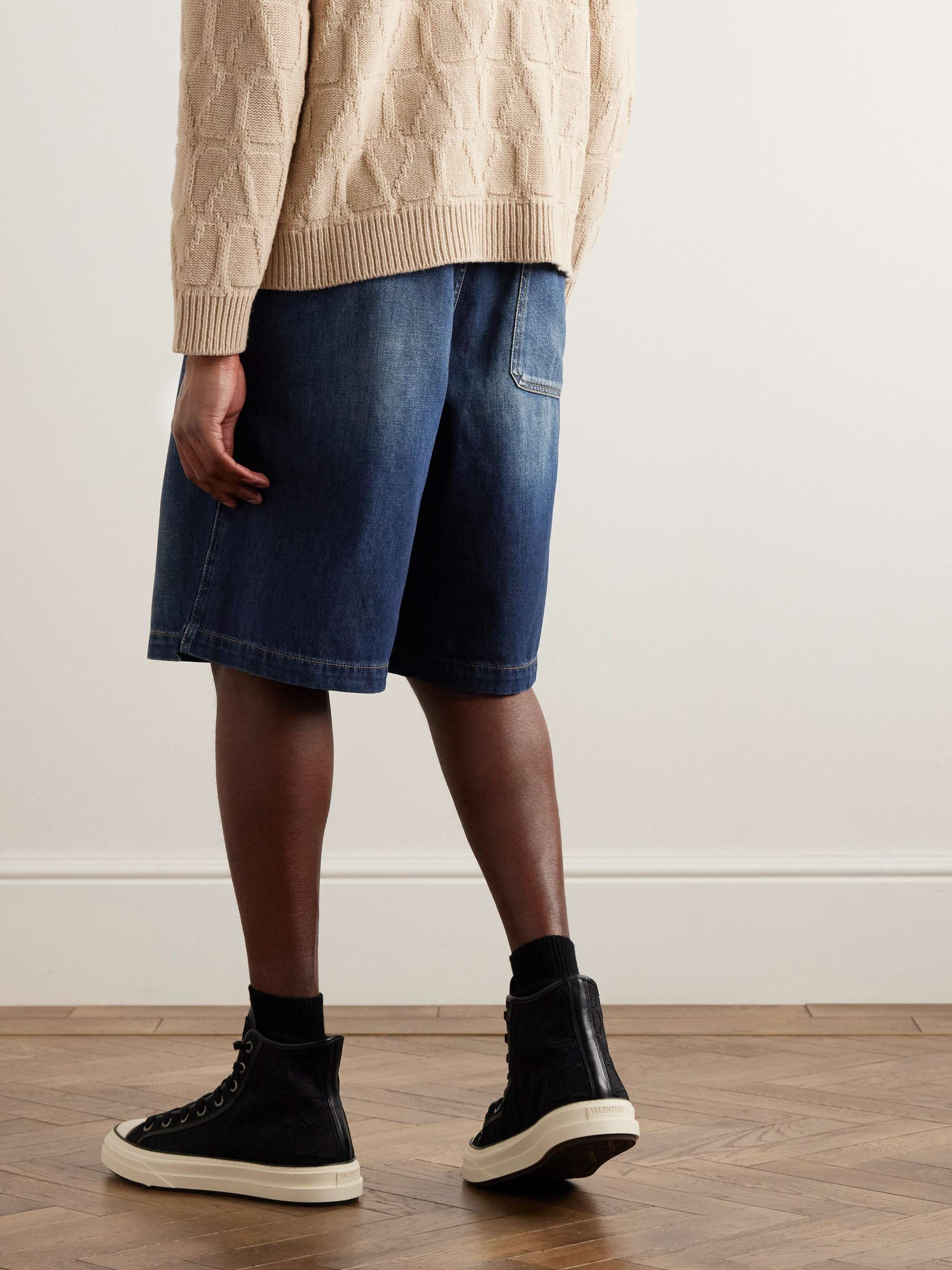 Straight-Leg Washed-Denim Shorts view