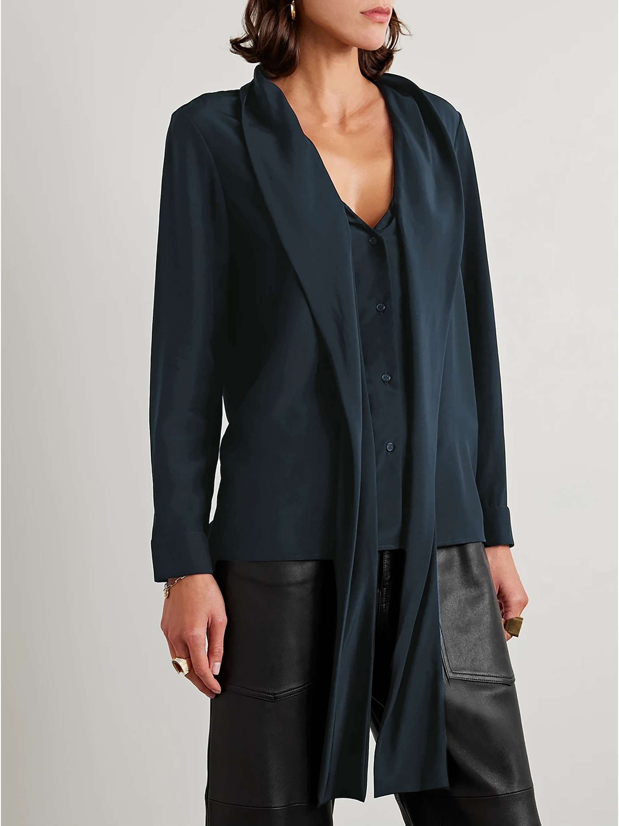 Angelique tie-neck silk crepe de chine blouse view