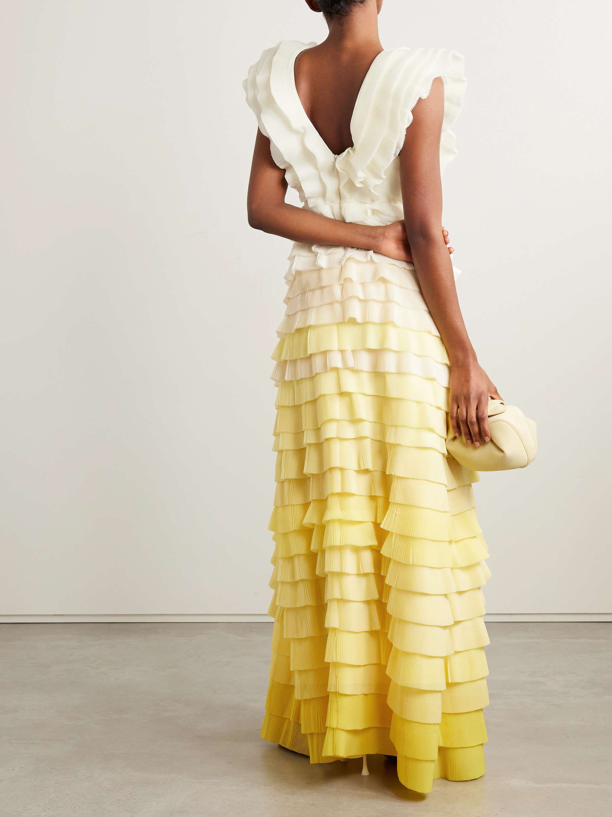 Reflection ruffled ombré plissé-organza maxi dress view