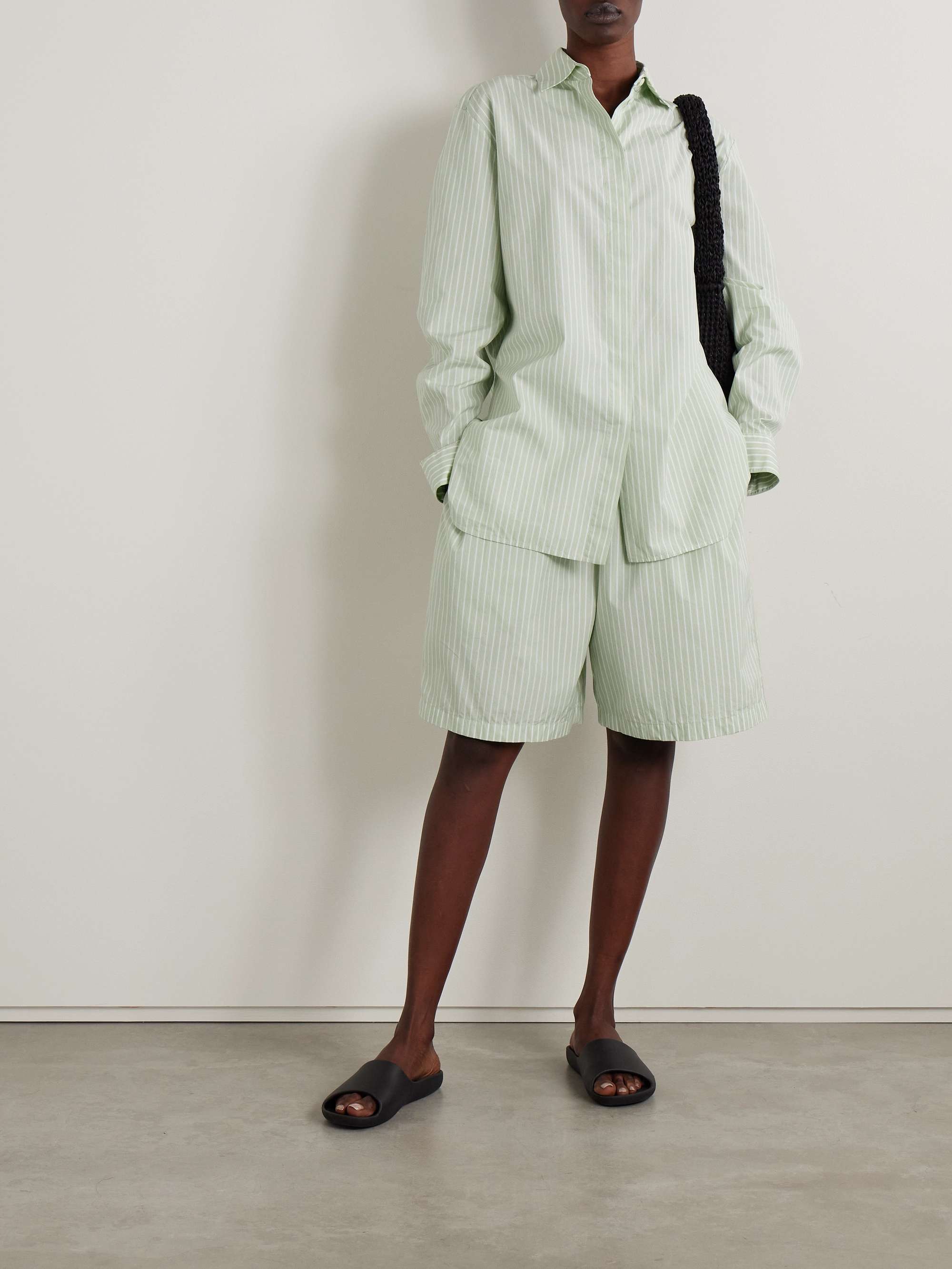 Zinnia striped cotton-poplin shorts view