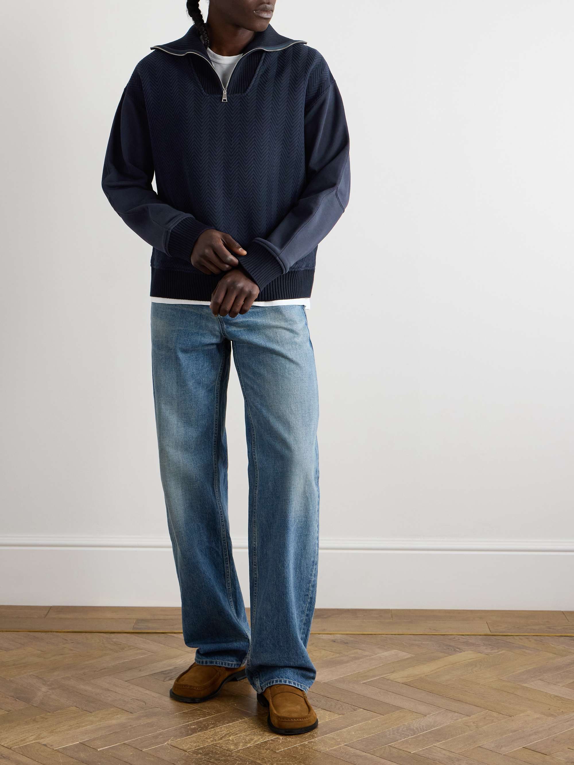 Cotton-Jersey Half-Zip Sweatshirt view