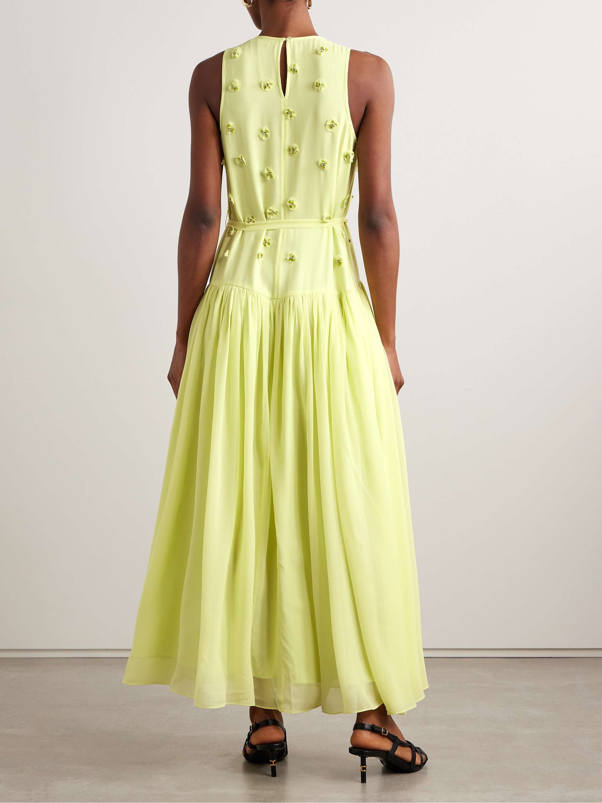 Eleni belted embellished silk-georgette maxi dress view