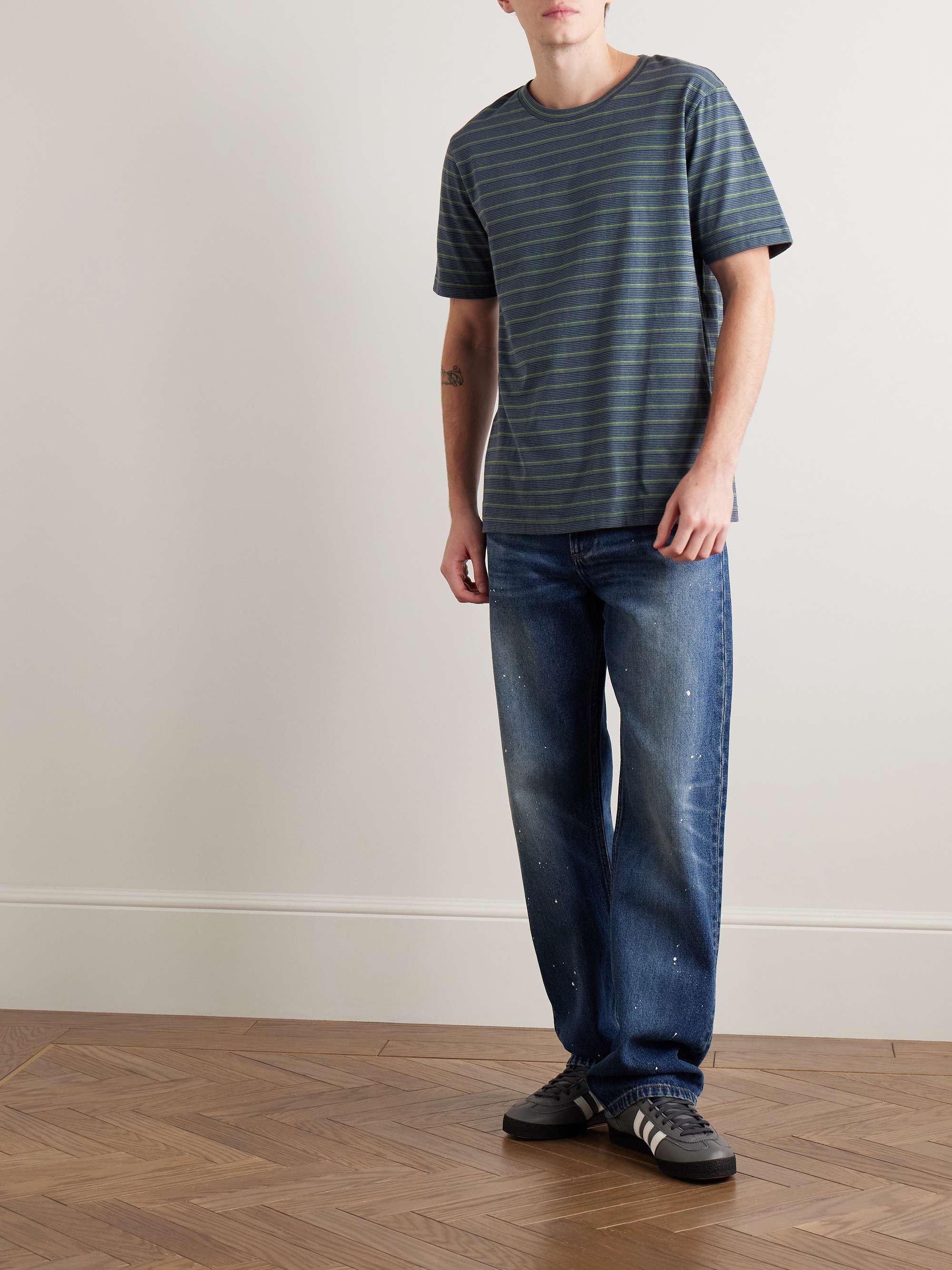 Aymeric Striped Logo-Embroidered Cotton-Jersey T-Shirt view