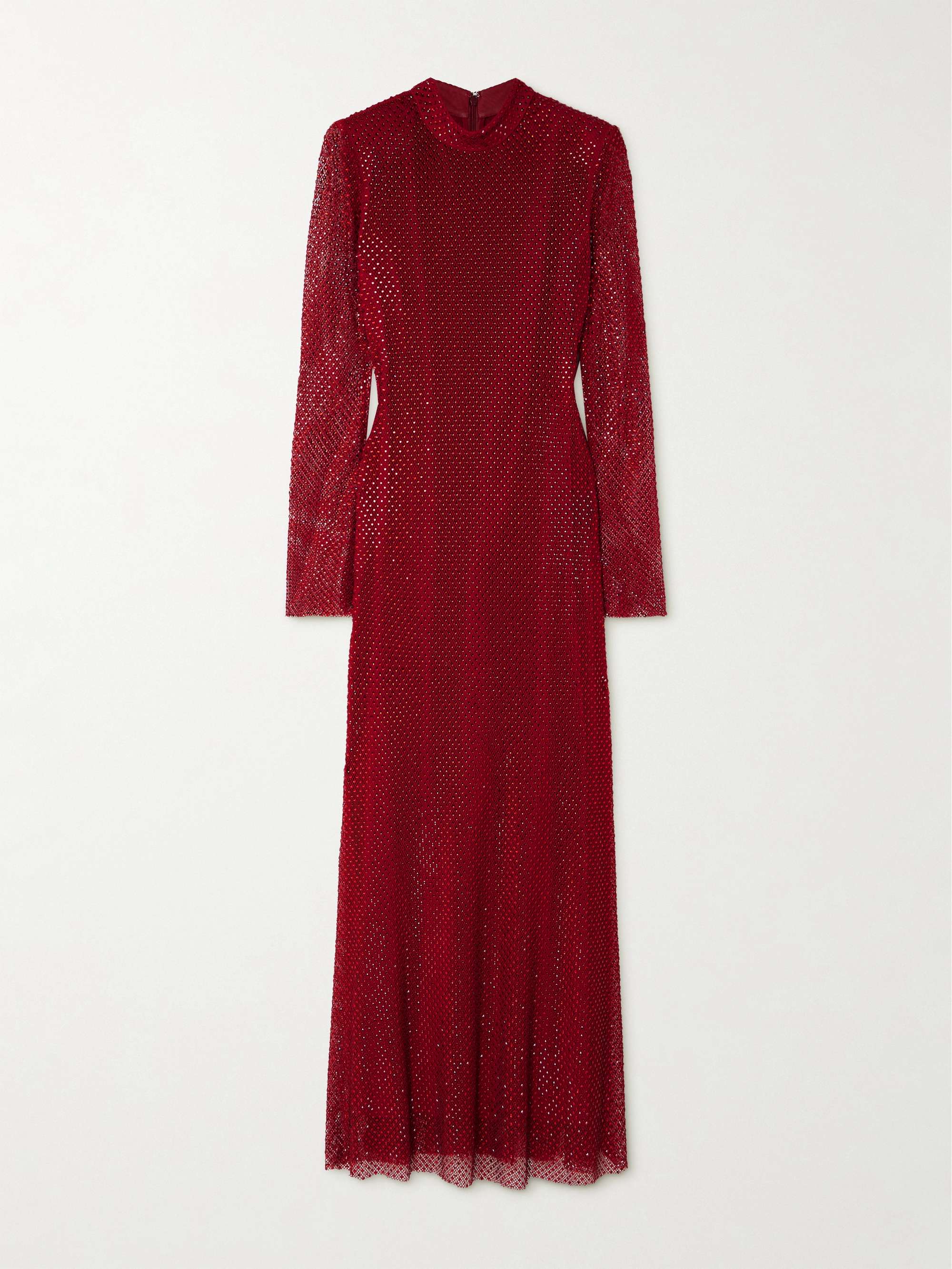 Crystal-embellished mesh turtleneck midi dress view