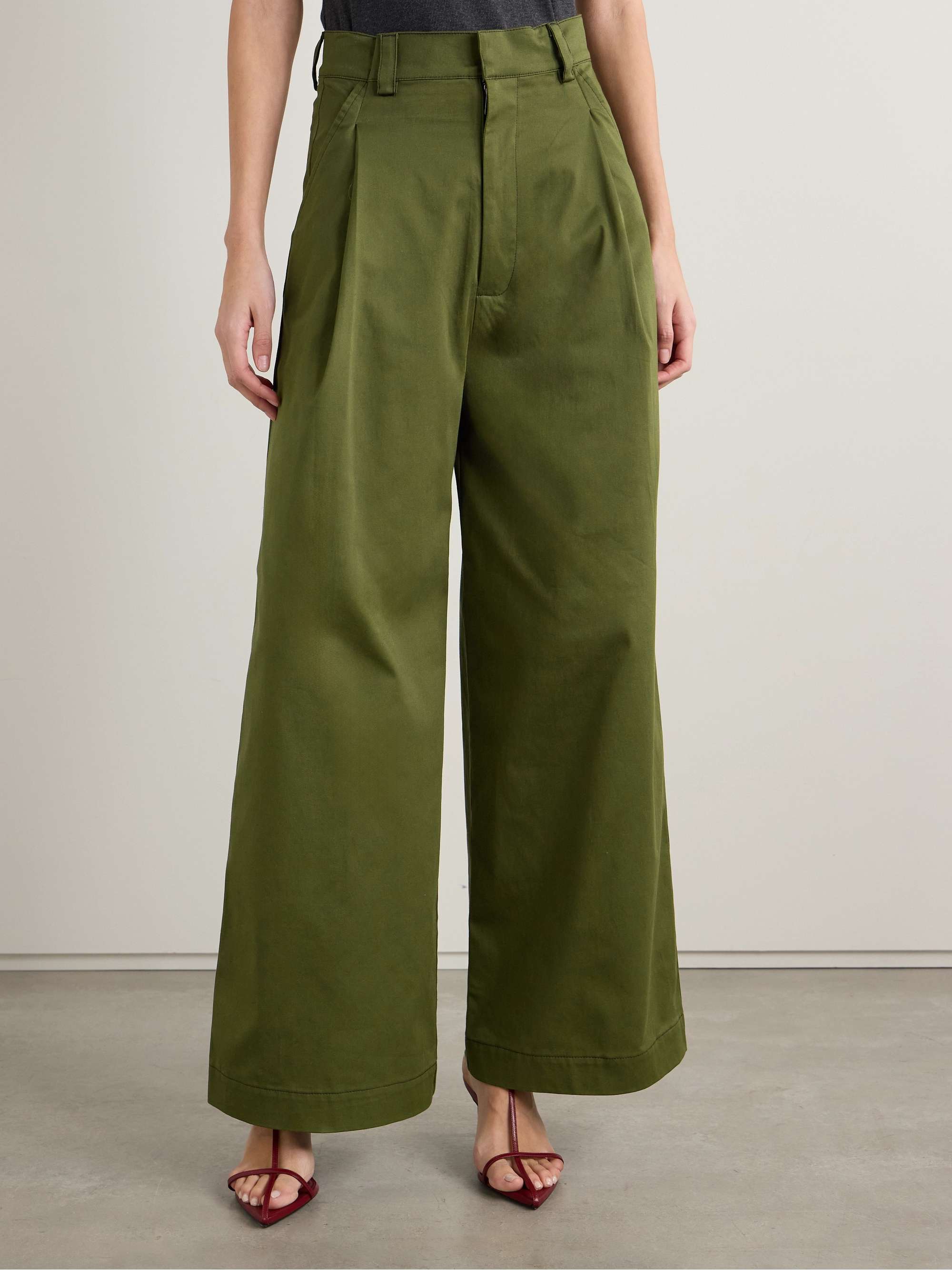 Olympe pleated cotton-blend wide-leg pants view