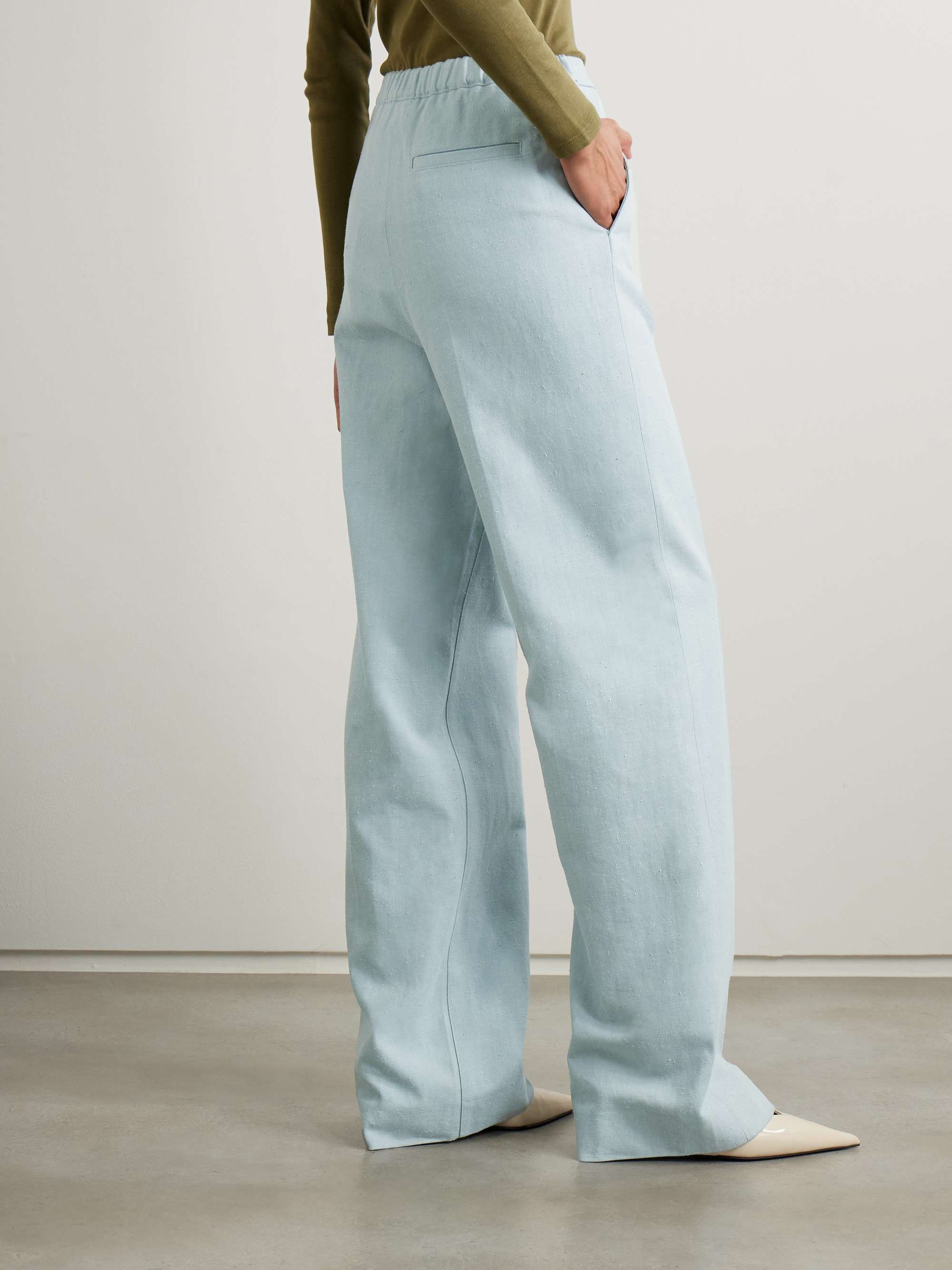 Zora textured cotton-blend twill wide-leg pants view