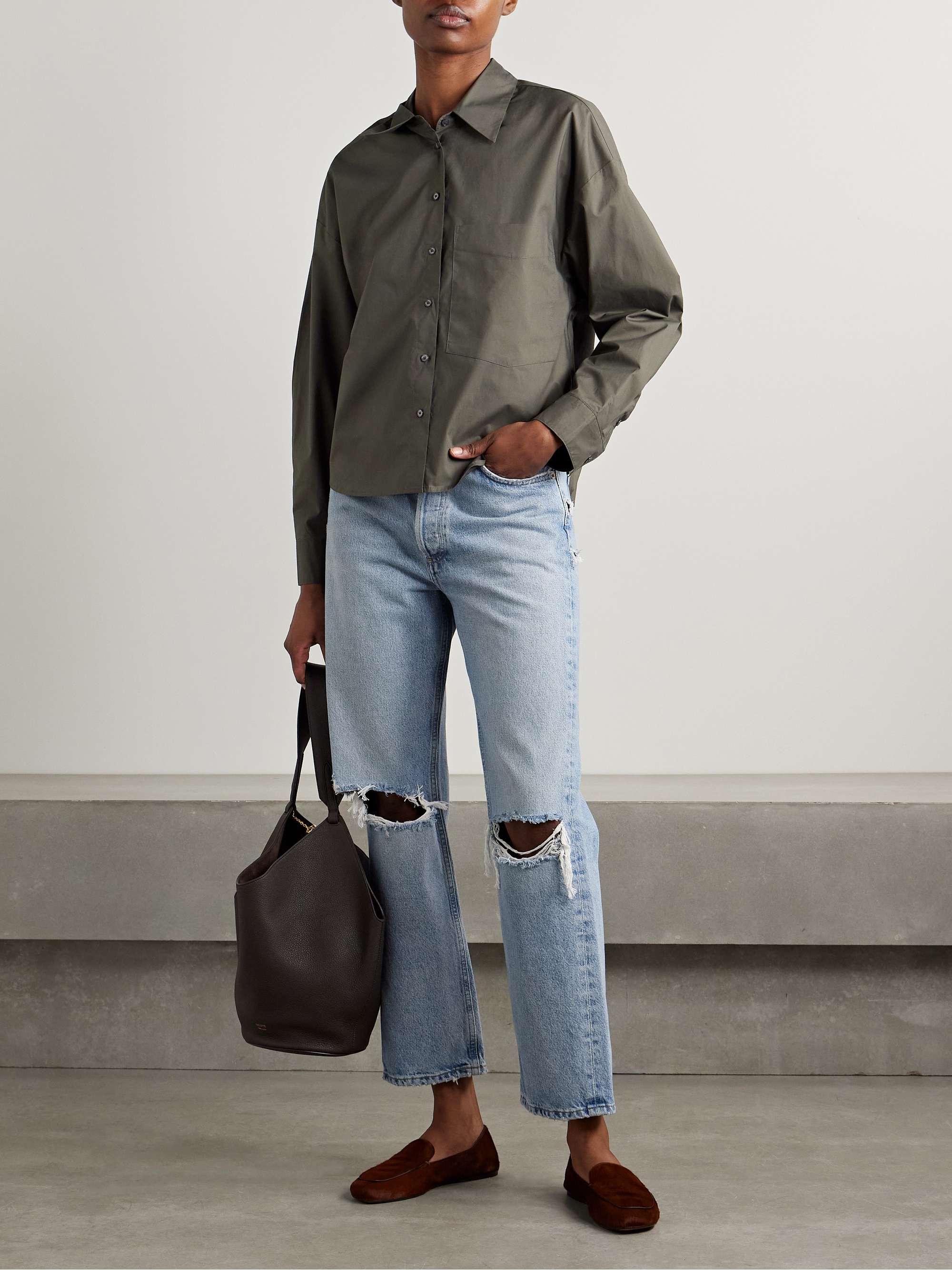 '90s distressed mid-rise straight-leg jeans view