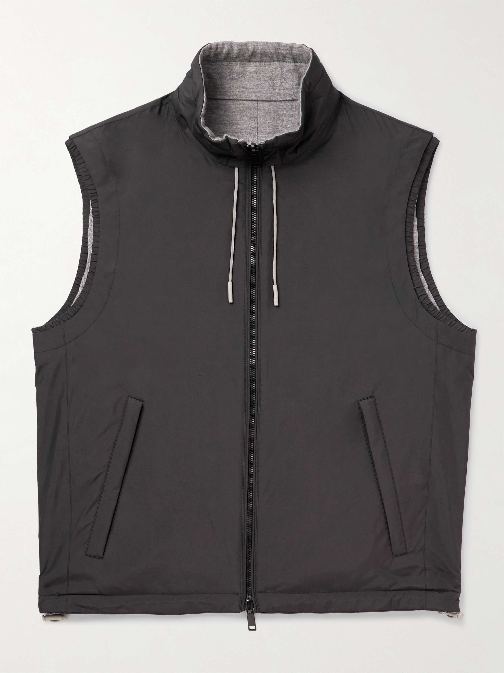 Reversible Micofibre and Cashmere, Cotton and Silk-Blend Twill Gilet view