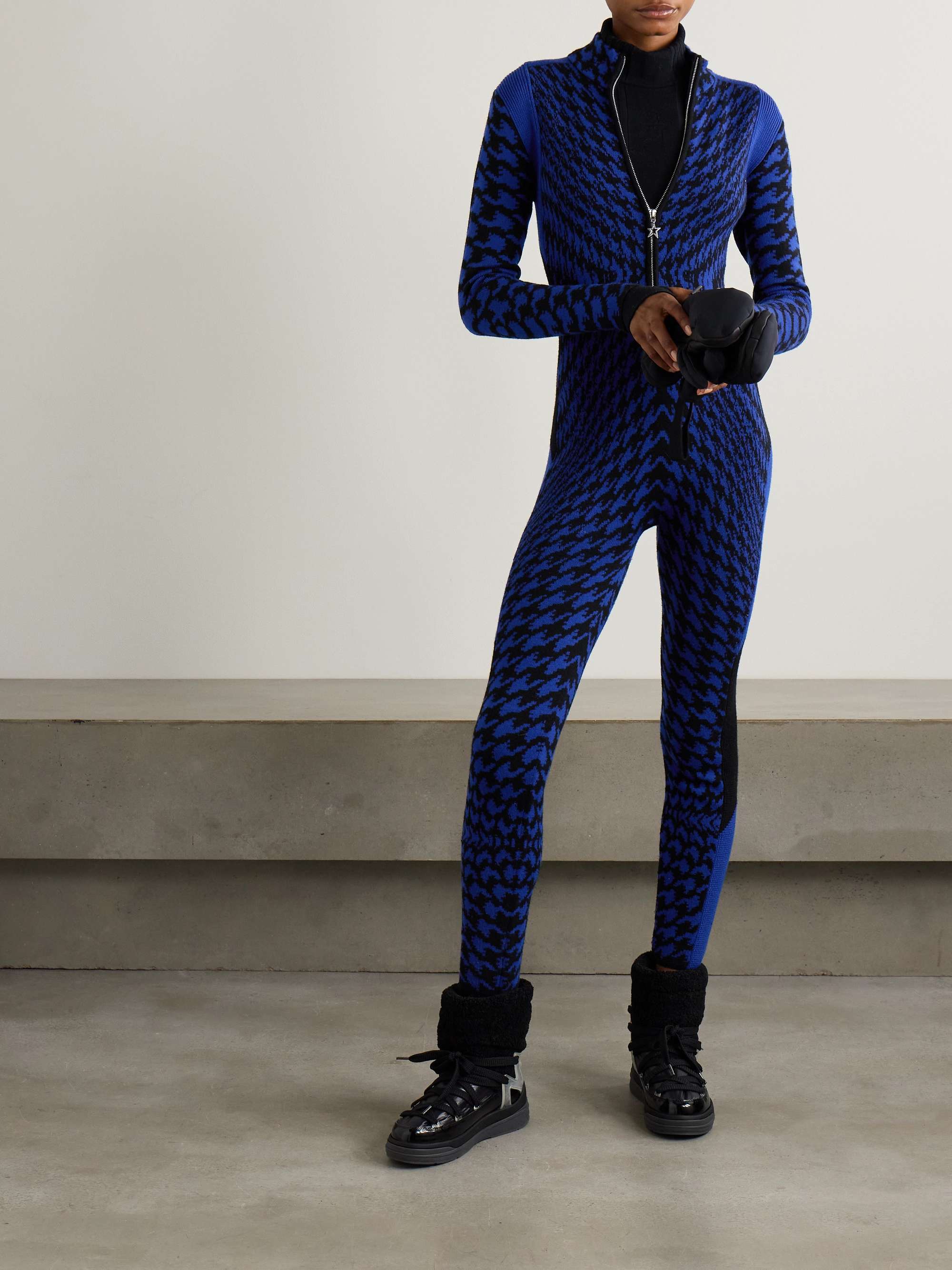+ Johnnie Walker Bella houndstooth intarsia merino wool ski jumpsuit view