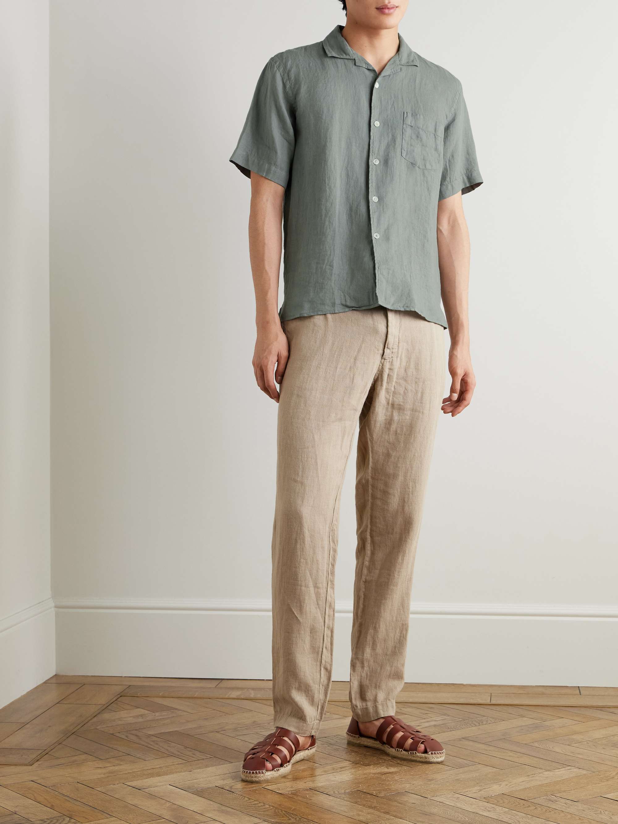 Palm Convertible-Collar Linen Shirt view