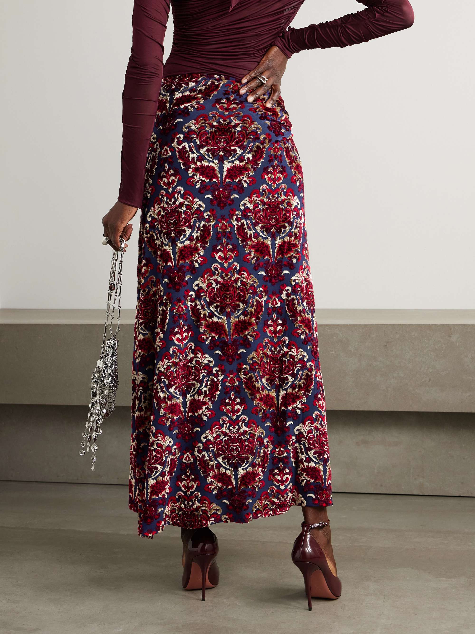 Devoré-velvet maxi skirt view