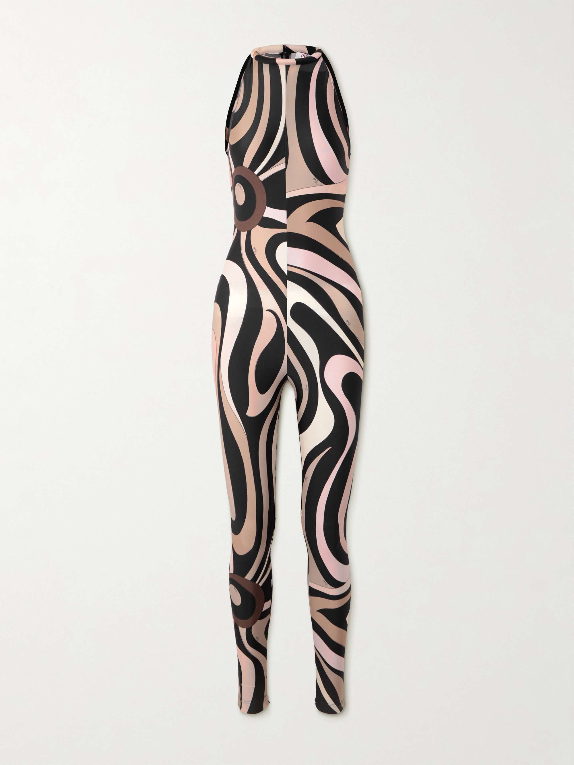 Printed stretch-jersey halterneck jumpsuit view