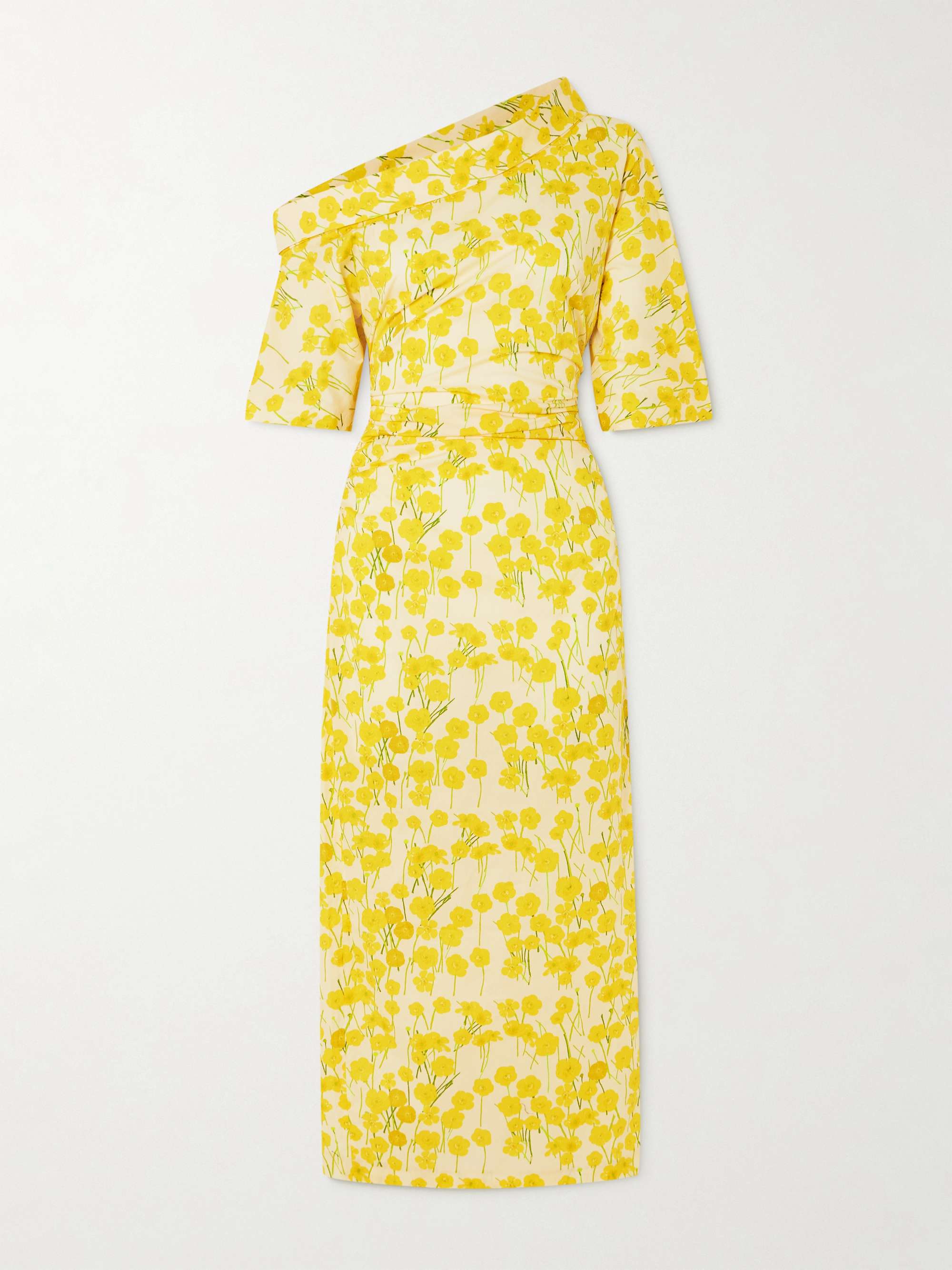Bowery one-shoulder floral-print stretch-cotton midi dress view