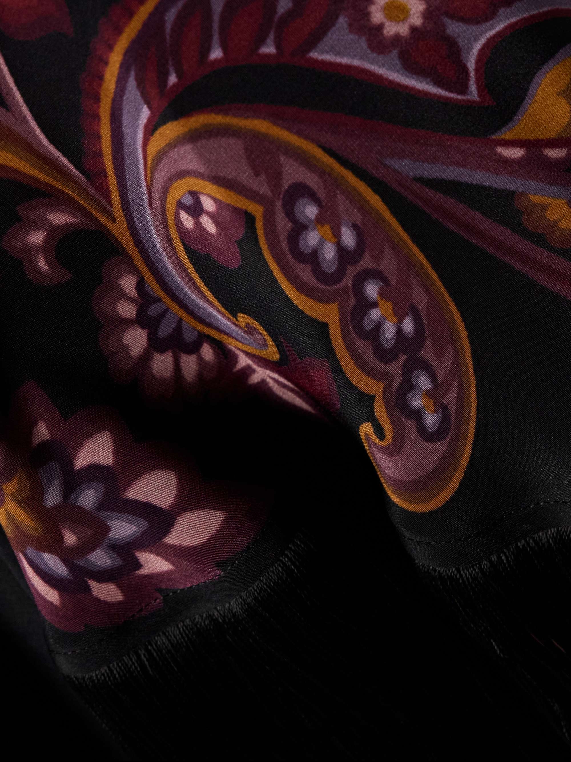 Cape-effect fringed paisley-print silk gown view