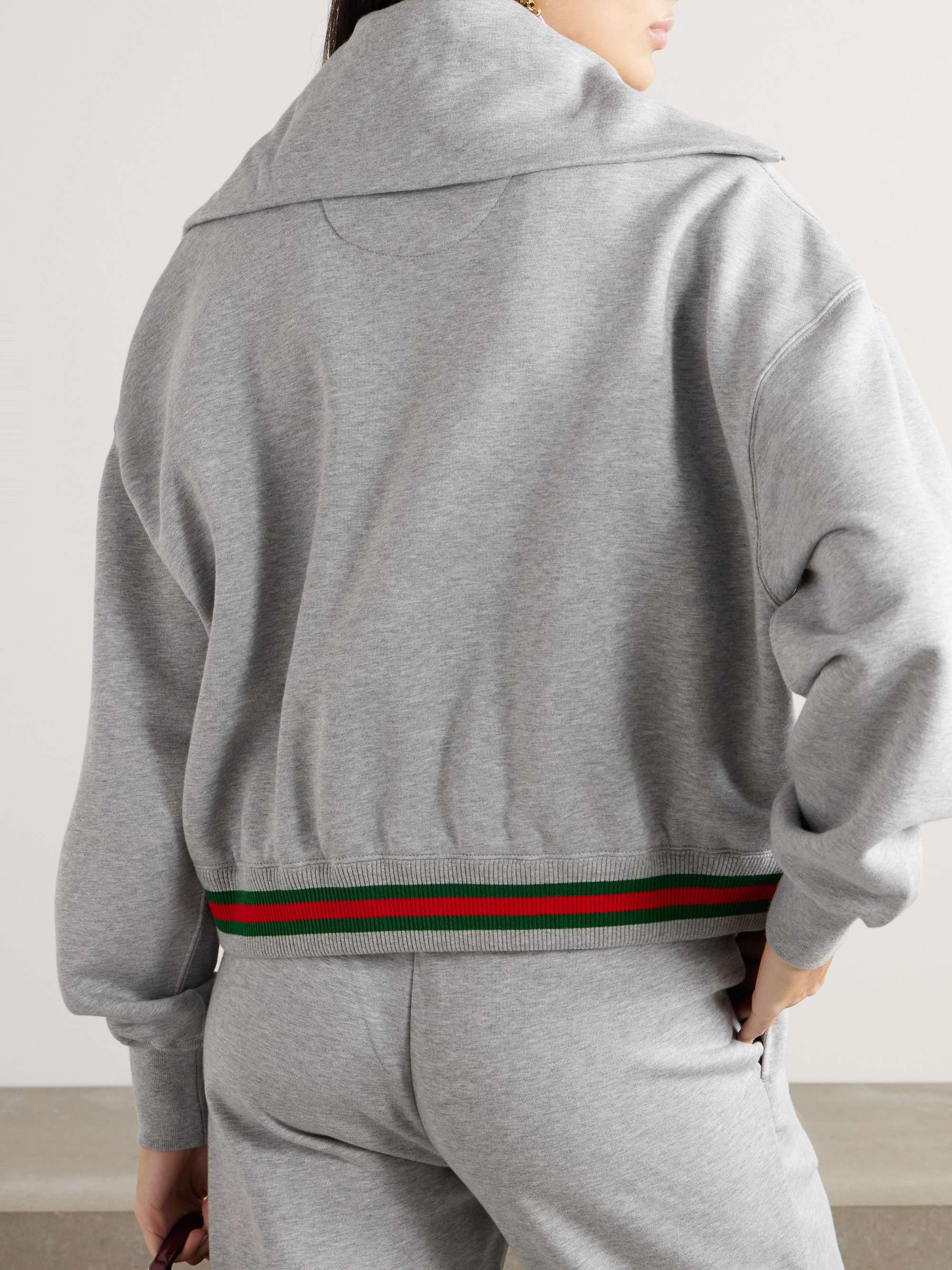 Appliquéd striped cotton-jersey half-zip sweatshirt view