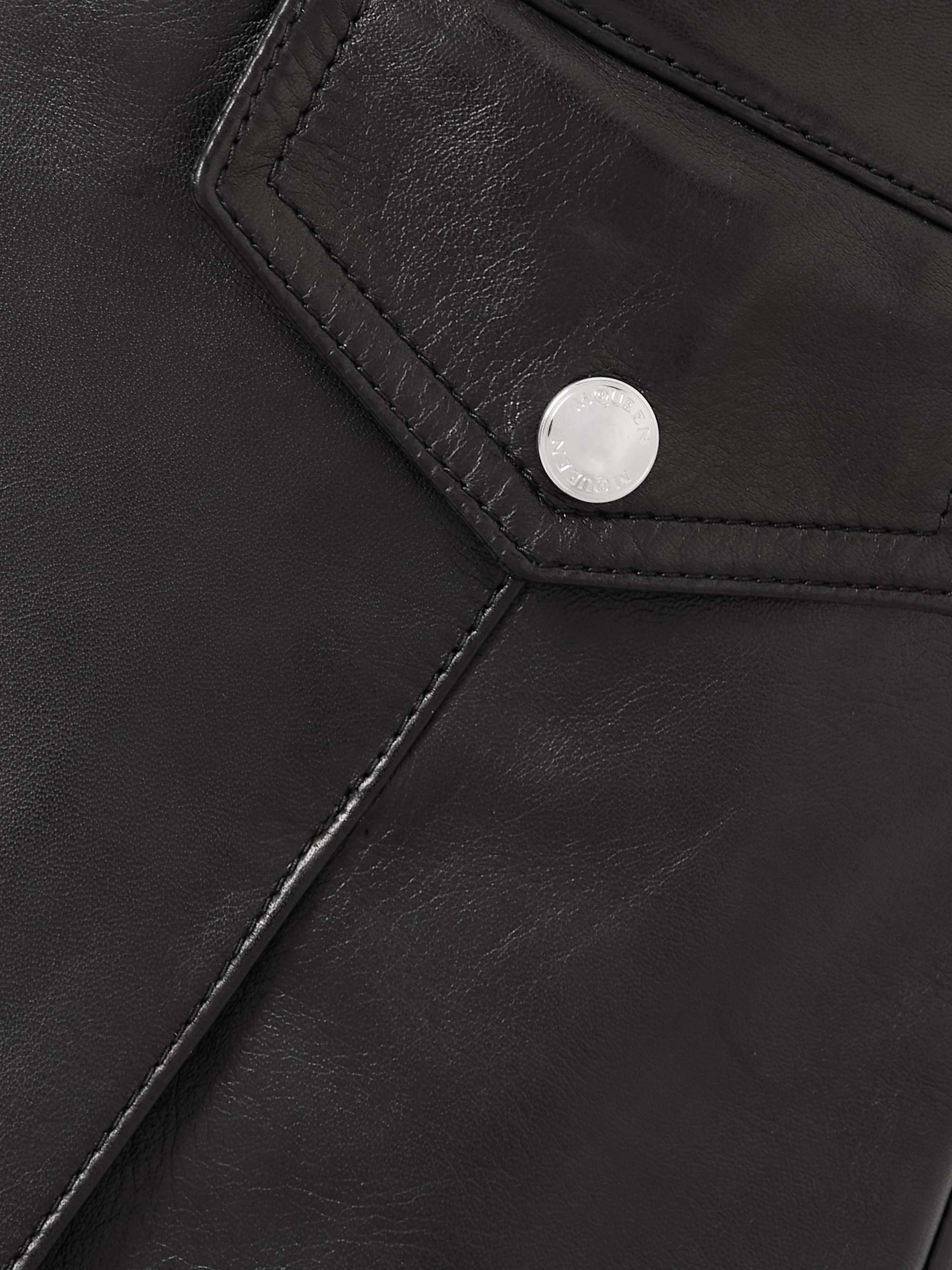Pleated leather mini skirt view
