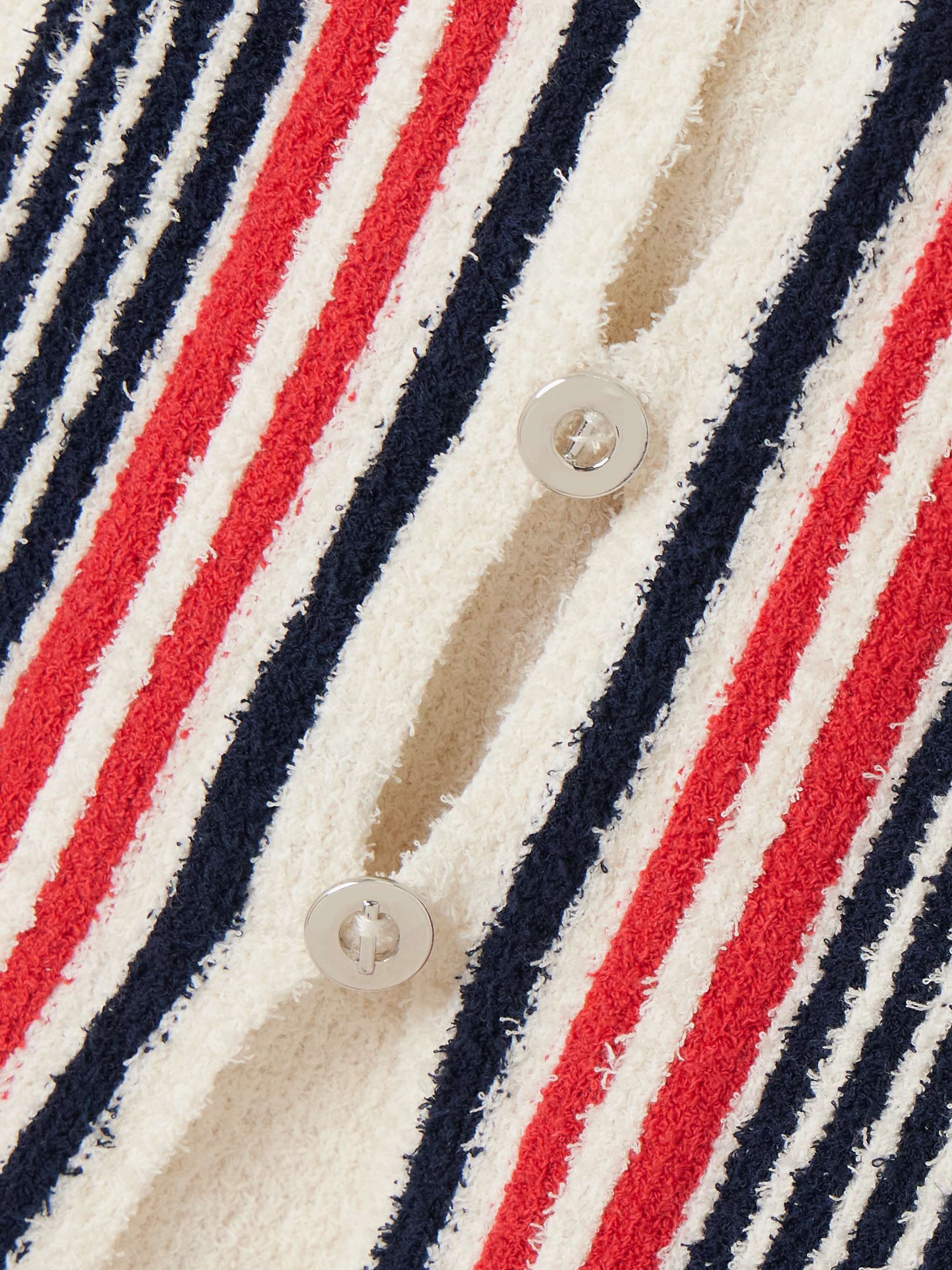 Button-embellished striped cotton-blend chenille midi skirt view