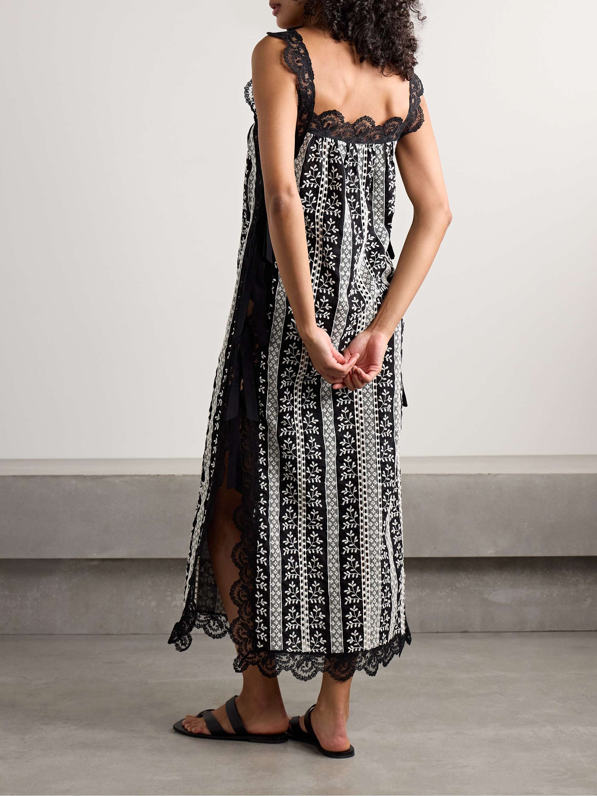 Fiocchini lace-trimmed embroidered cotton-voile midi dress view