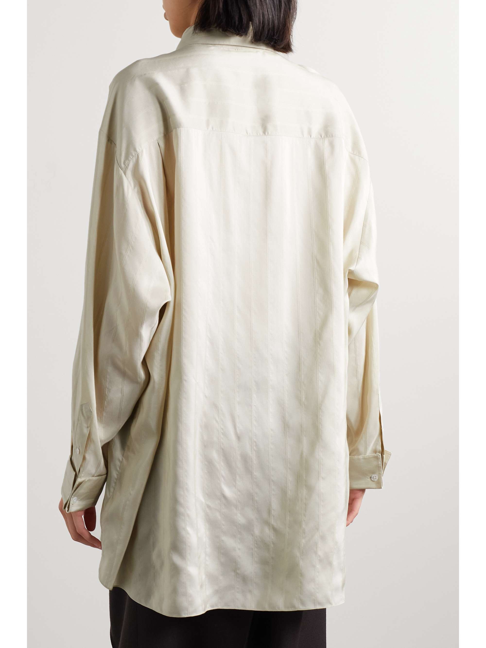 Nomoon oversized embroidered striped silk shirt view