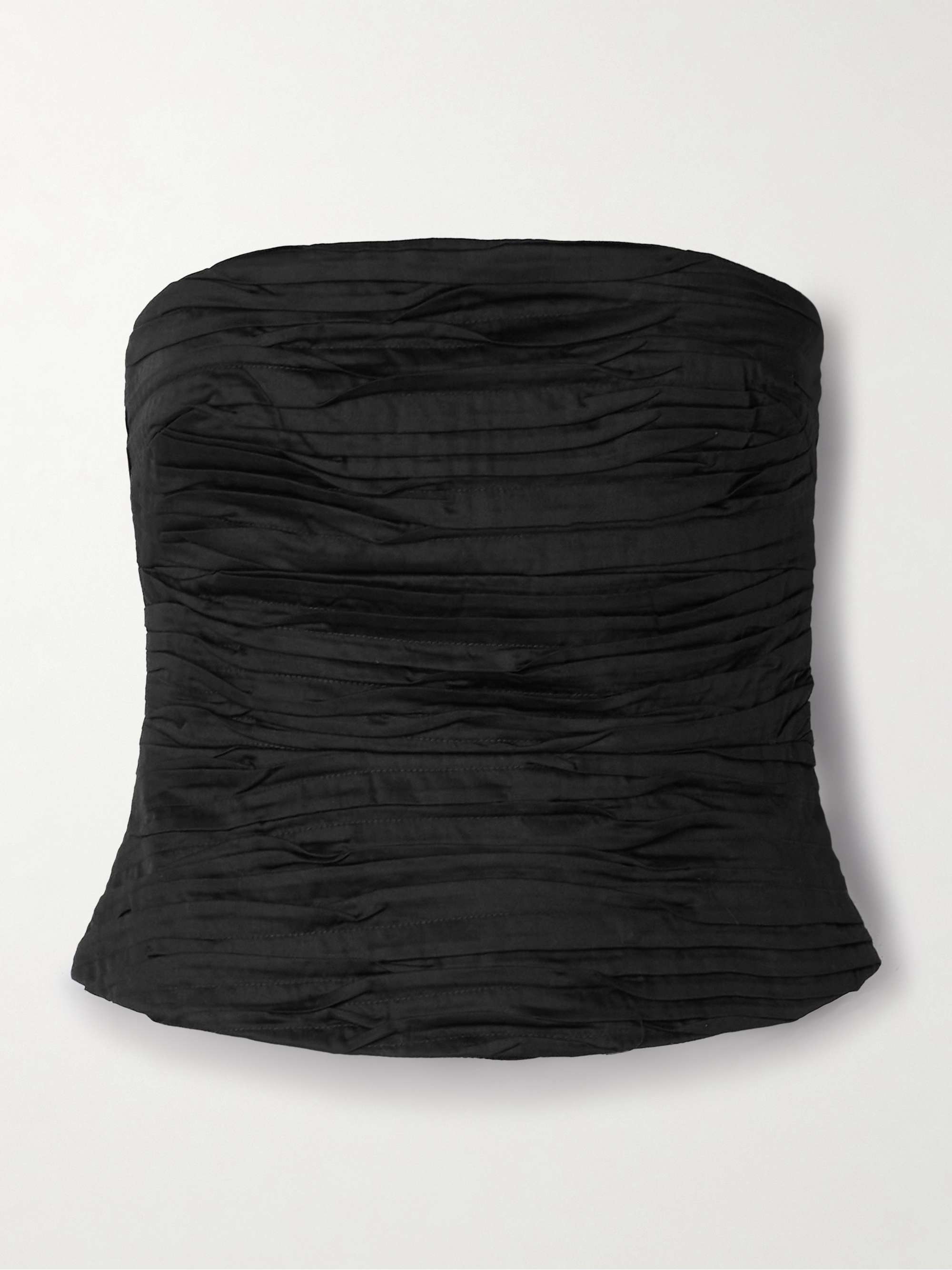 Sunbeam strapless pleated cotton-poplin top view