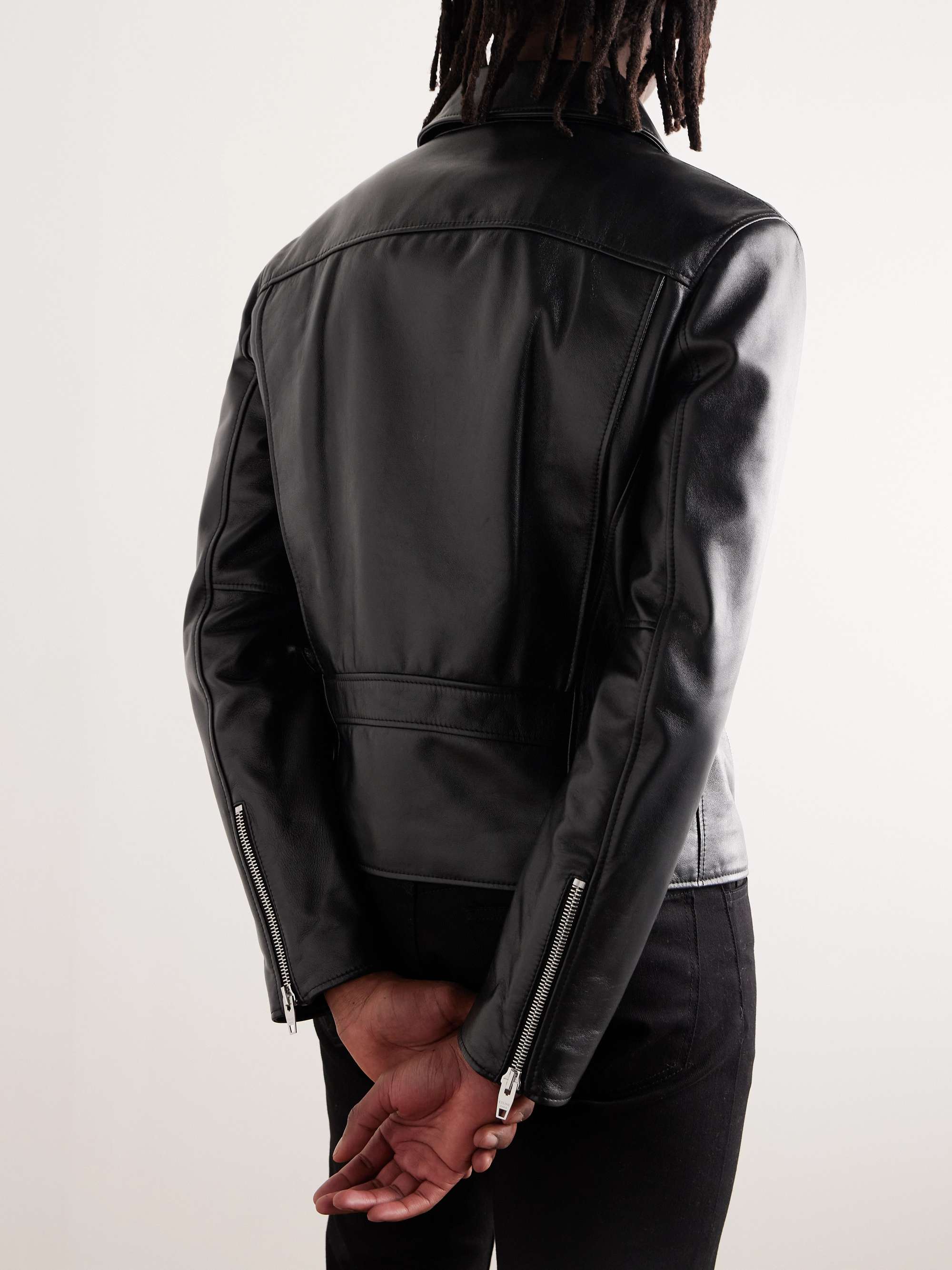 Slim-Fit Cropped Leather Blouson Jacket view