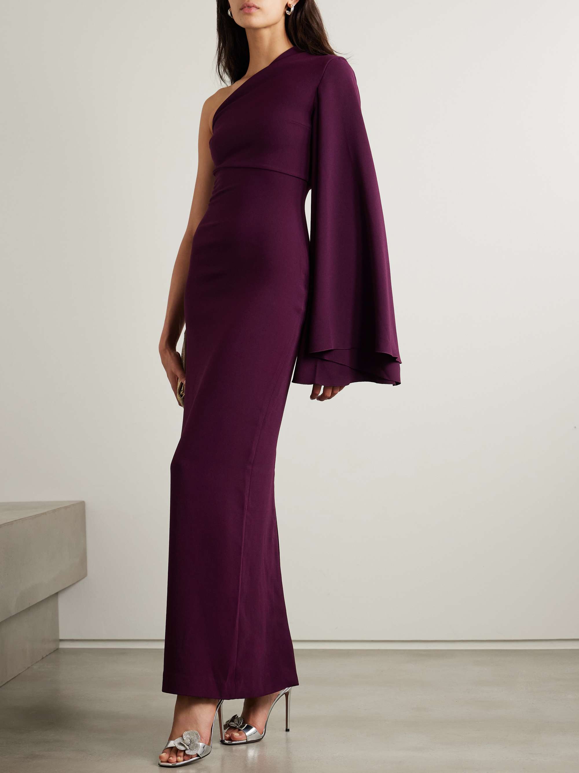 Elisa one-sleeve crepe gown view