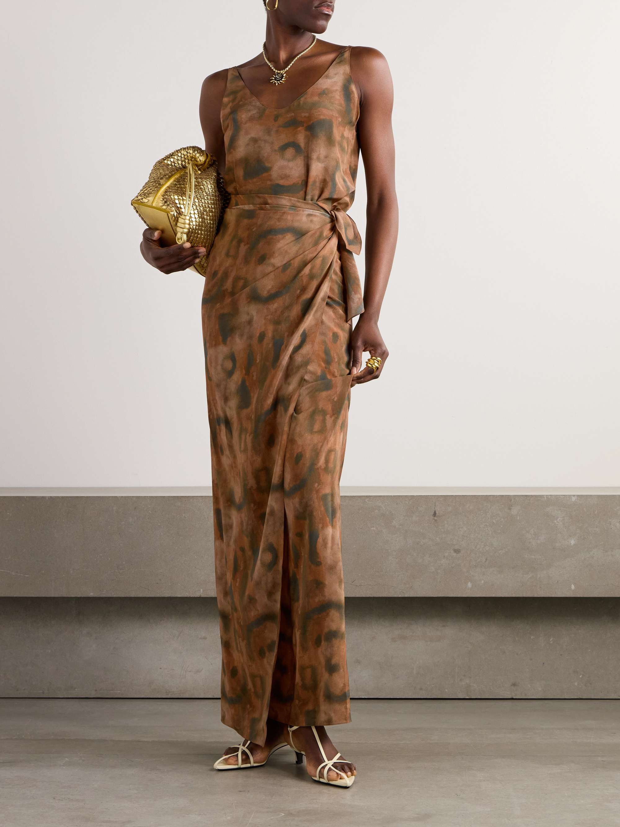 Mala printed silk maxi wrap dress view