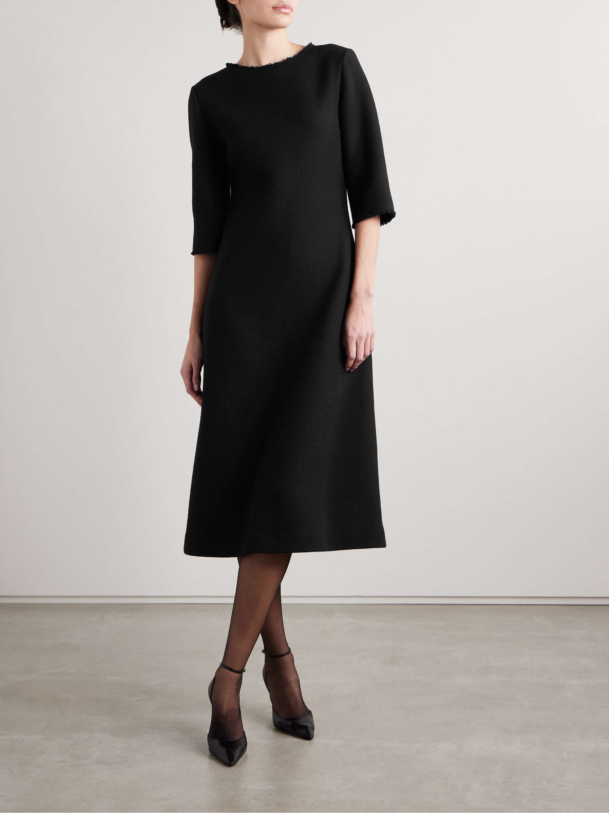 Solene frayed wool-blend midi dress view