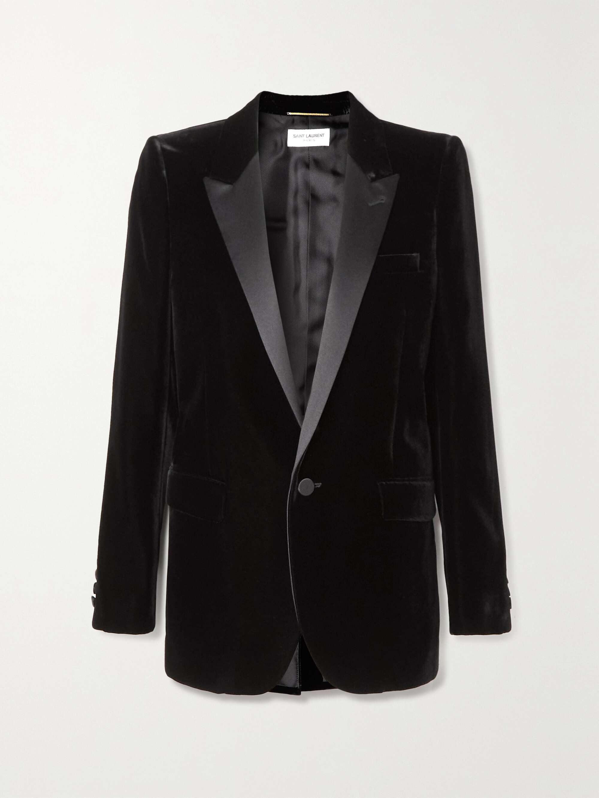 Satin-trimmed velvet blazer view