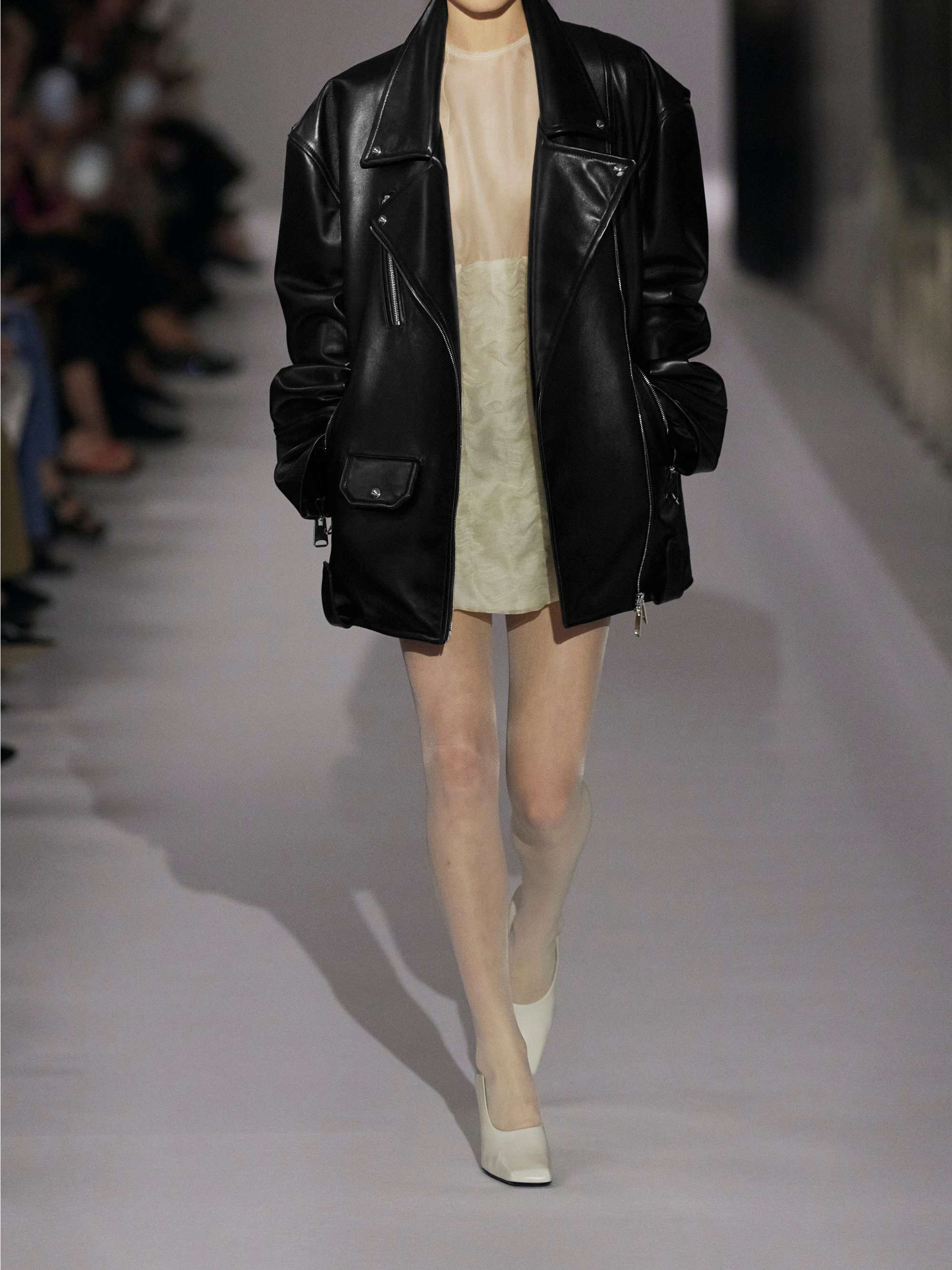 Hansel oversized belted leather biker jacket view