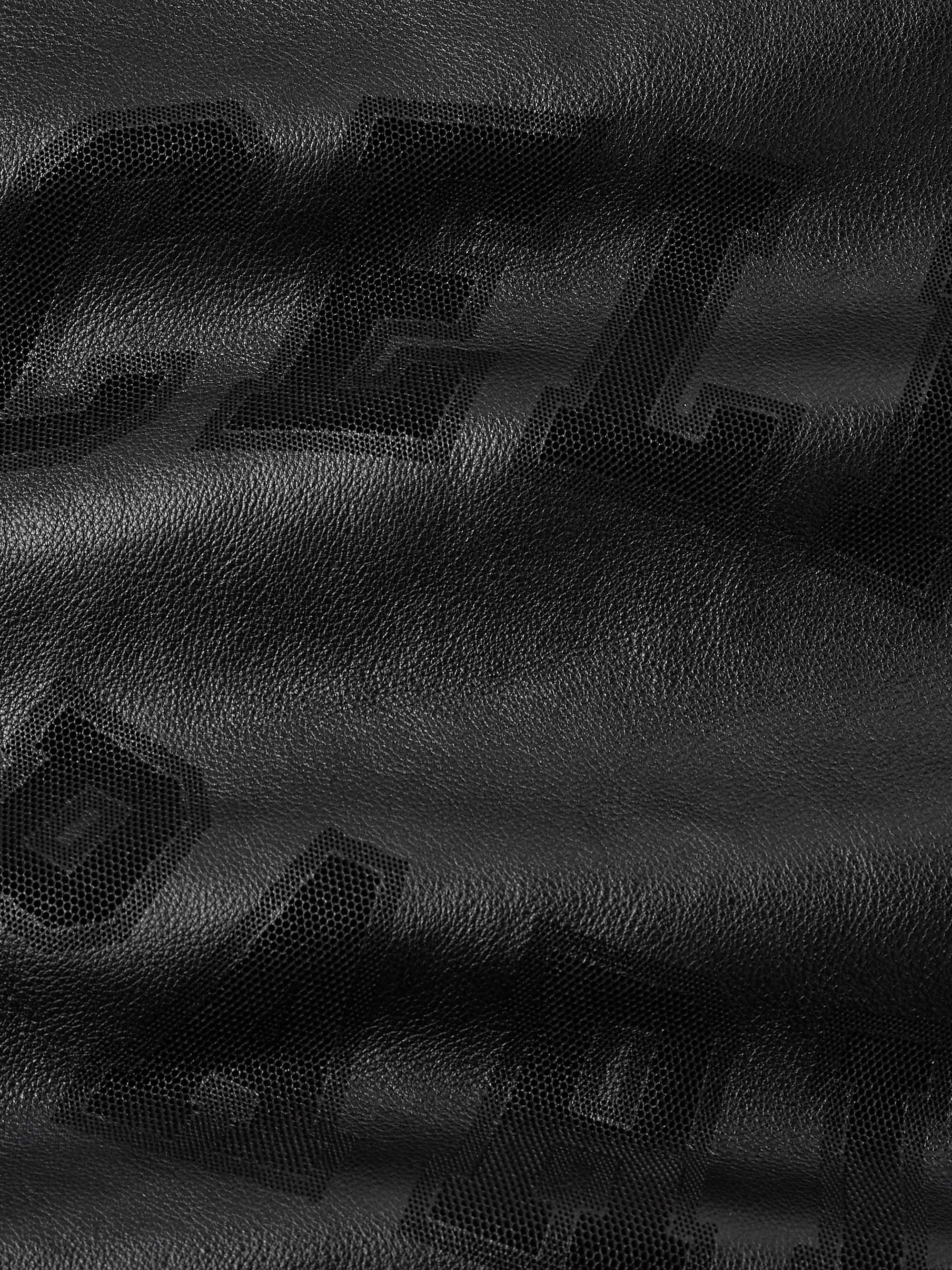 Printed Leather Hooded Blouson Jacket view