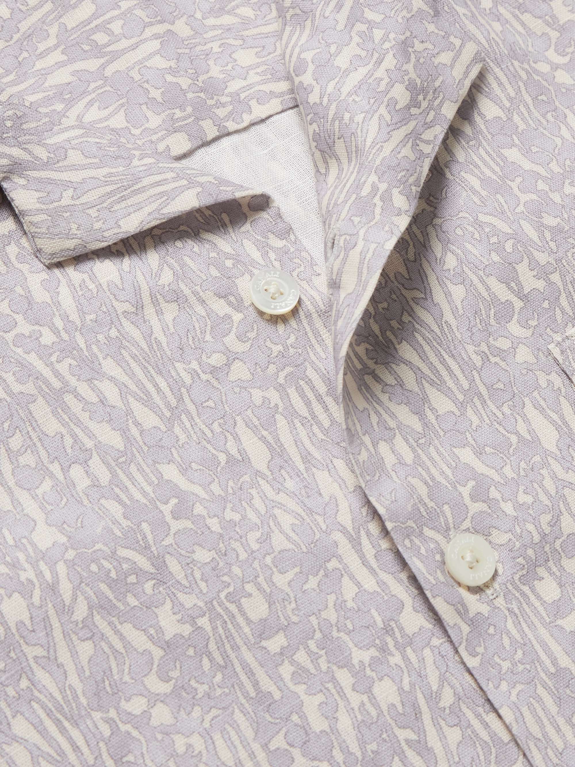 Camp-Collar Printed Linen and Cotton-Blend Shirt view