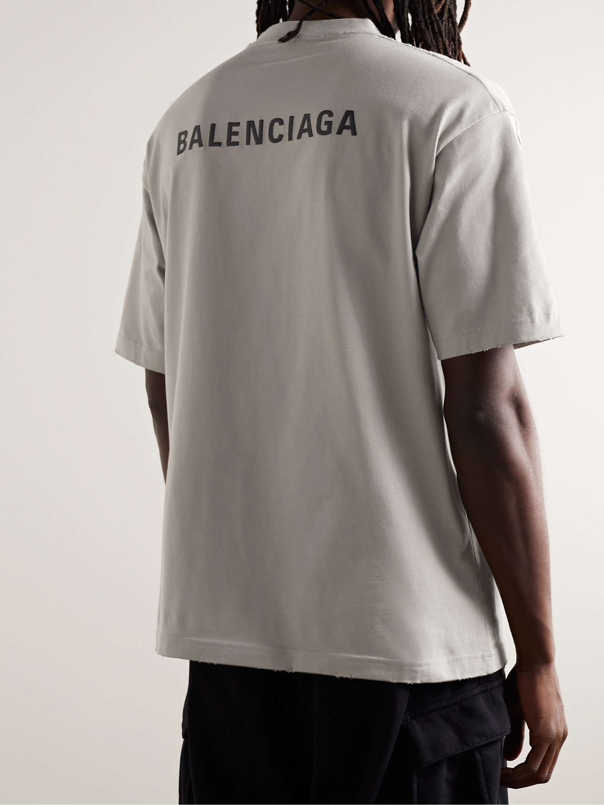 Distressed Logo-Embroidered Cotton-Jersey T-Shirt view
