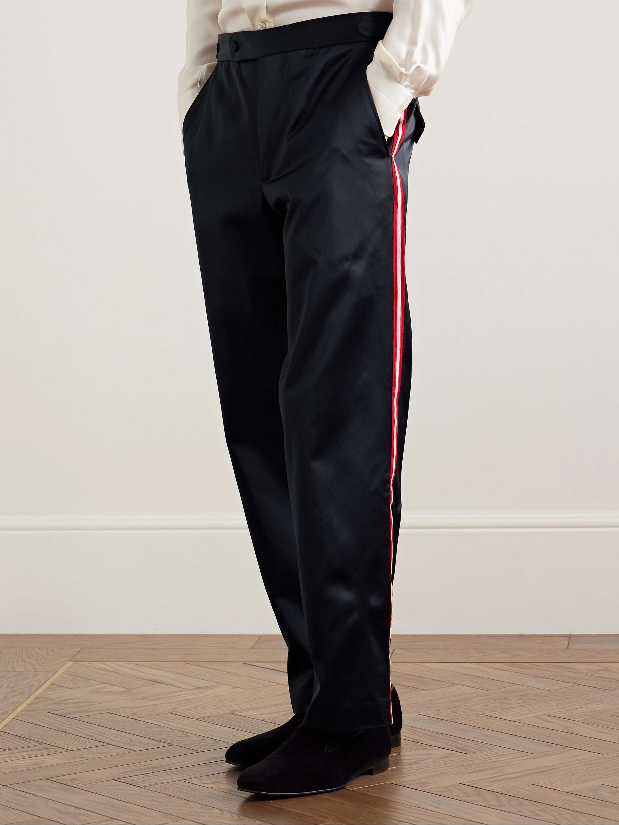 Major League Straight-Leg Striped Satin Trousers view