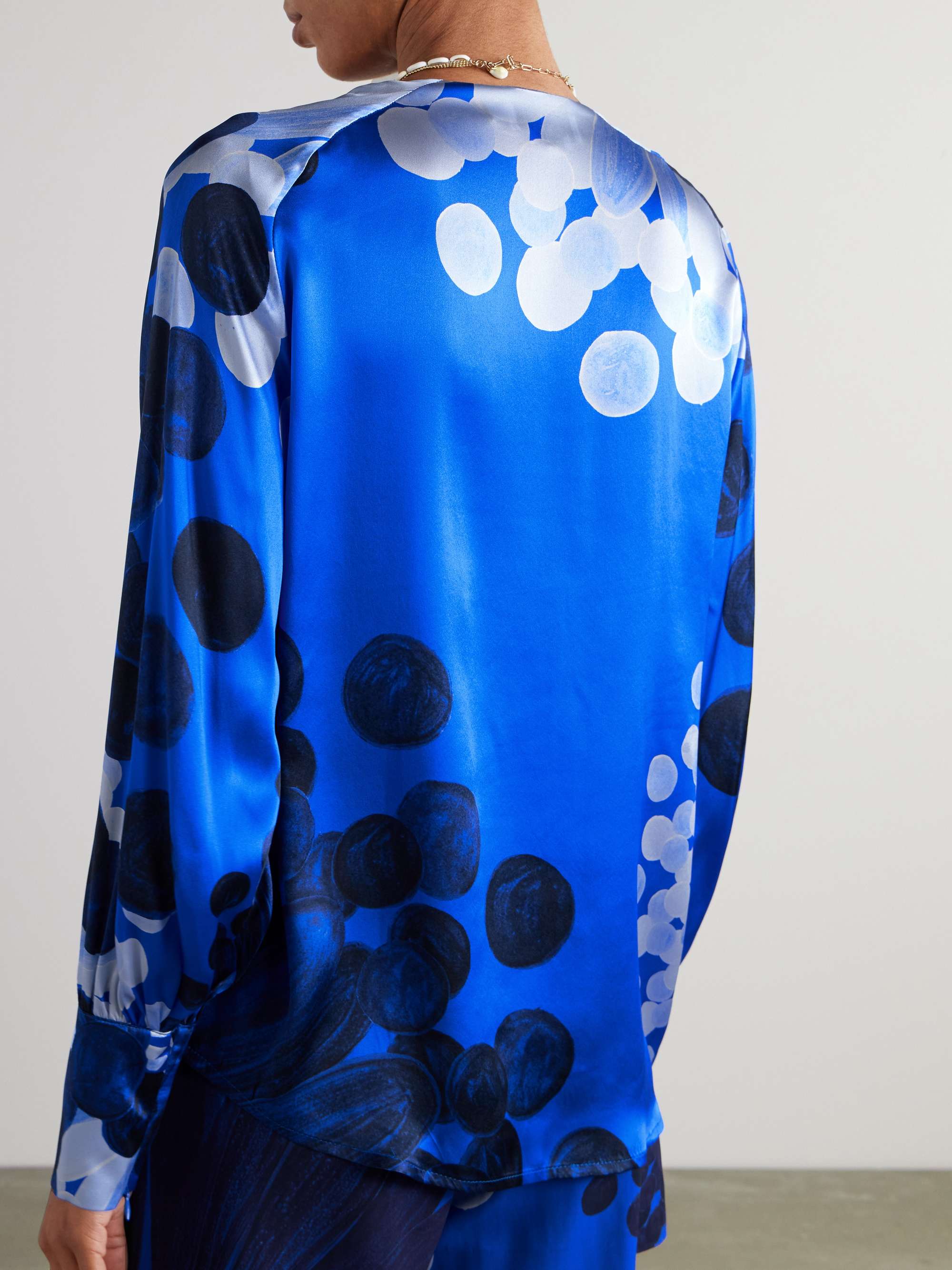Nefeli printed silk-satin shirt view