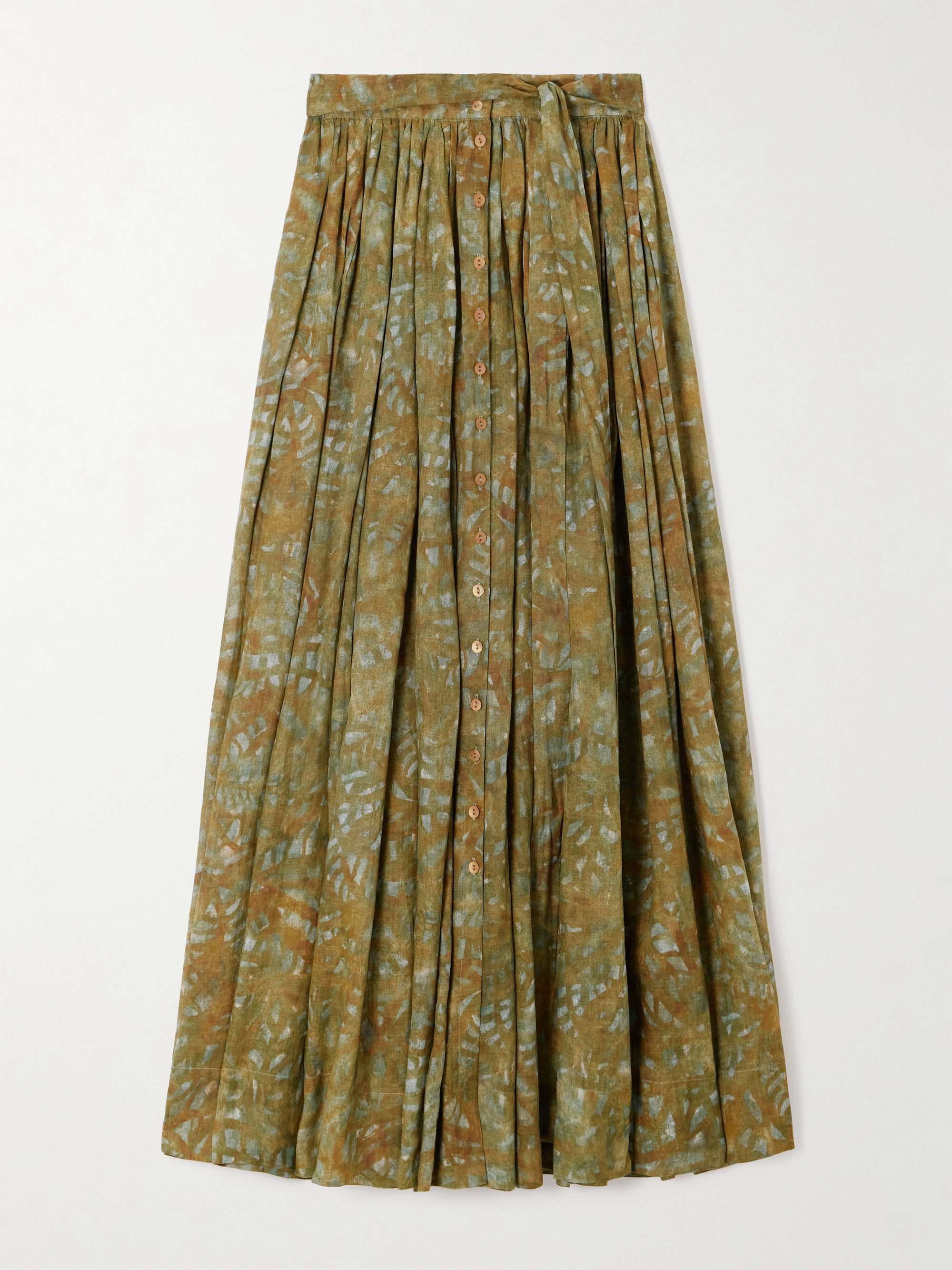 Lil pleated printed ramie maxi skirt view
