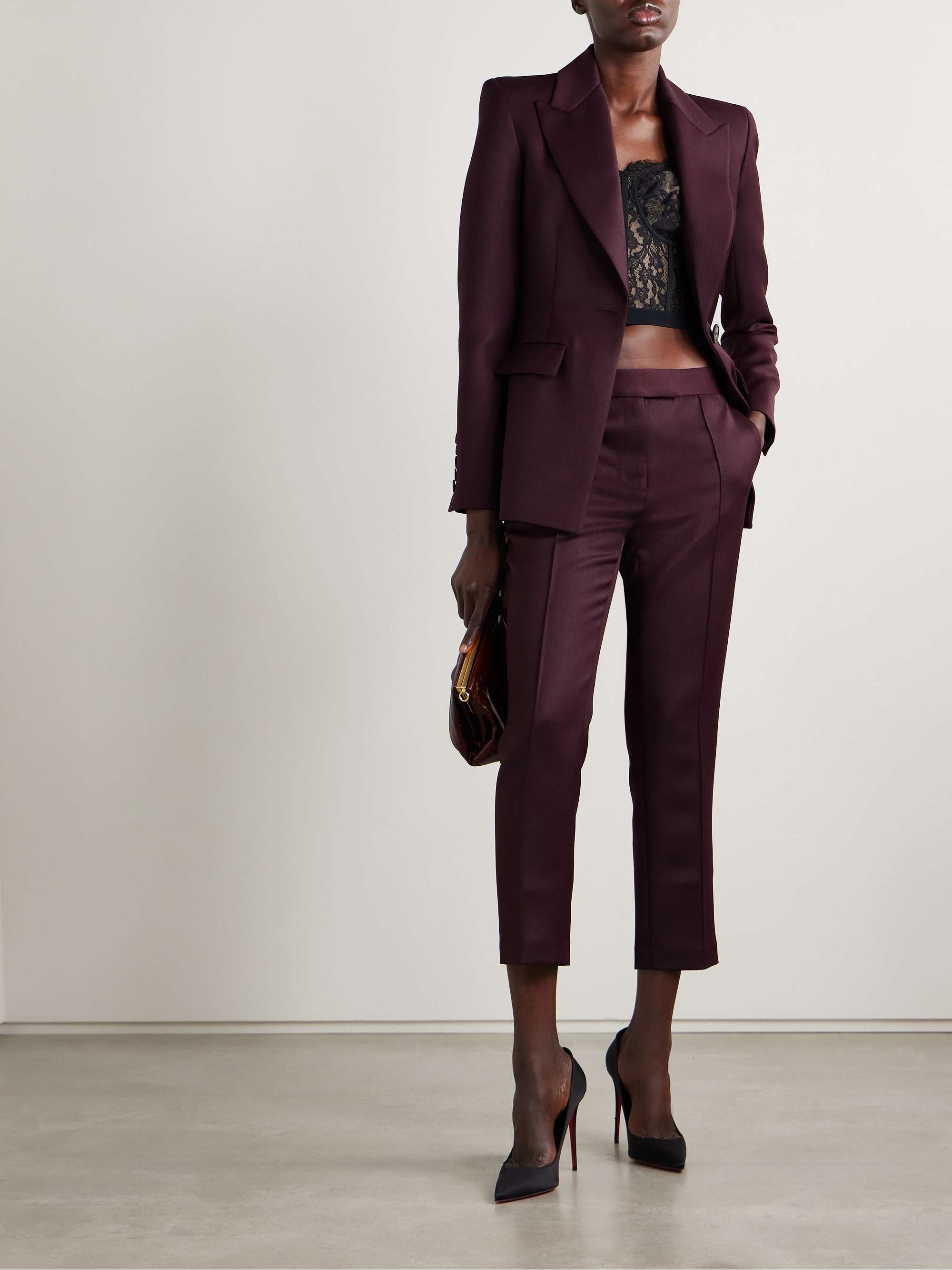 Cropped woven slim-leg pants view