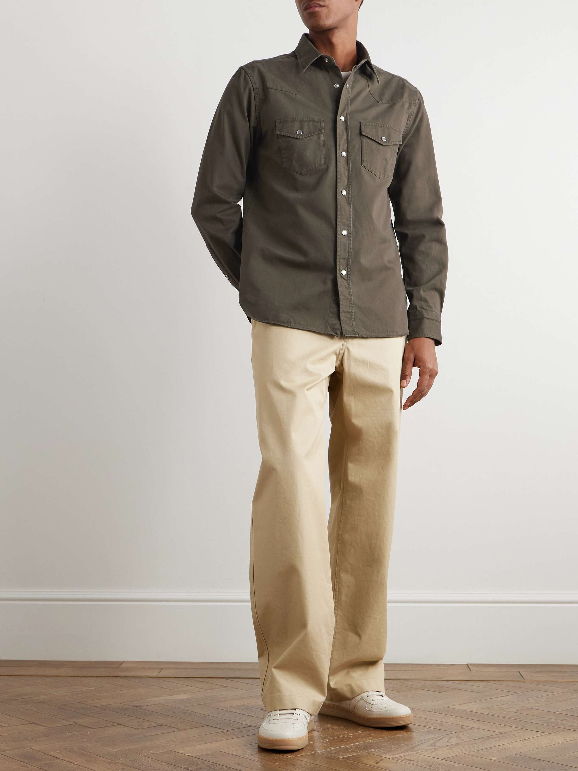 Slim-Fit Garment-Dyed Cotton-Twill Shirt view