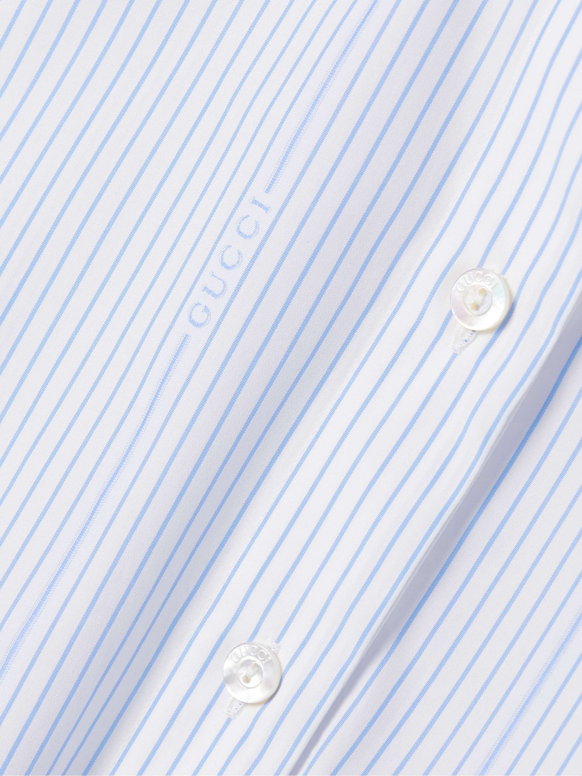 Striped cotton-poplin midi shirt dress view