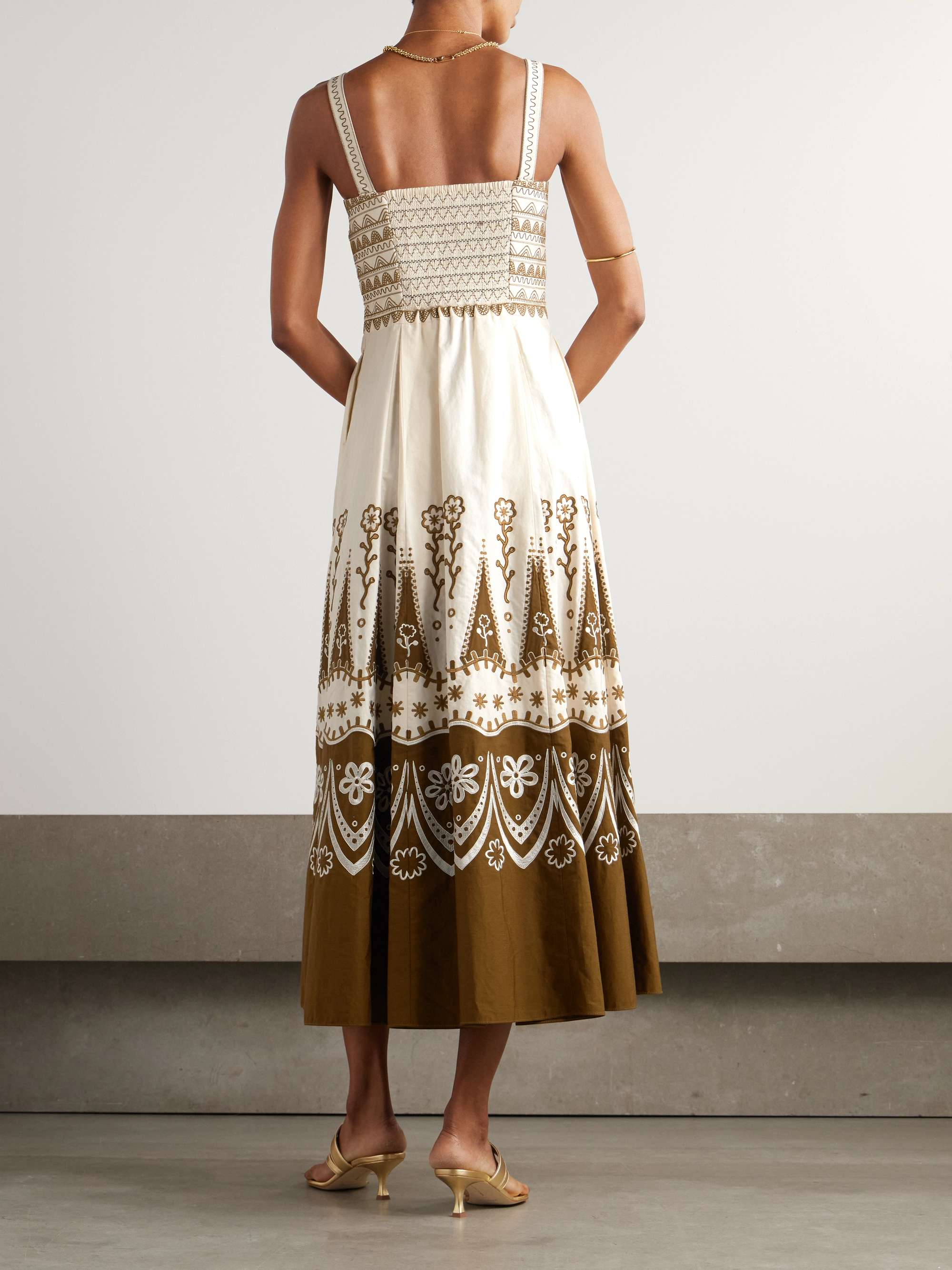 Elida embroidered cotton midi dress view