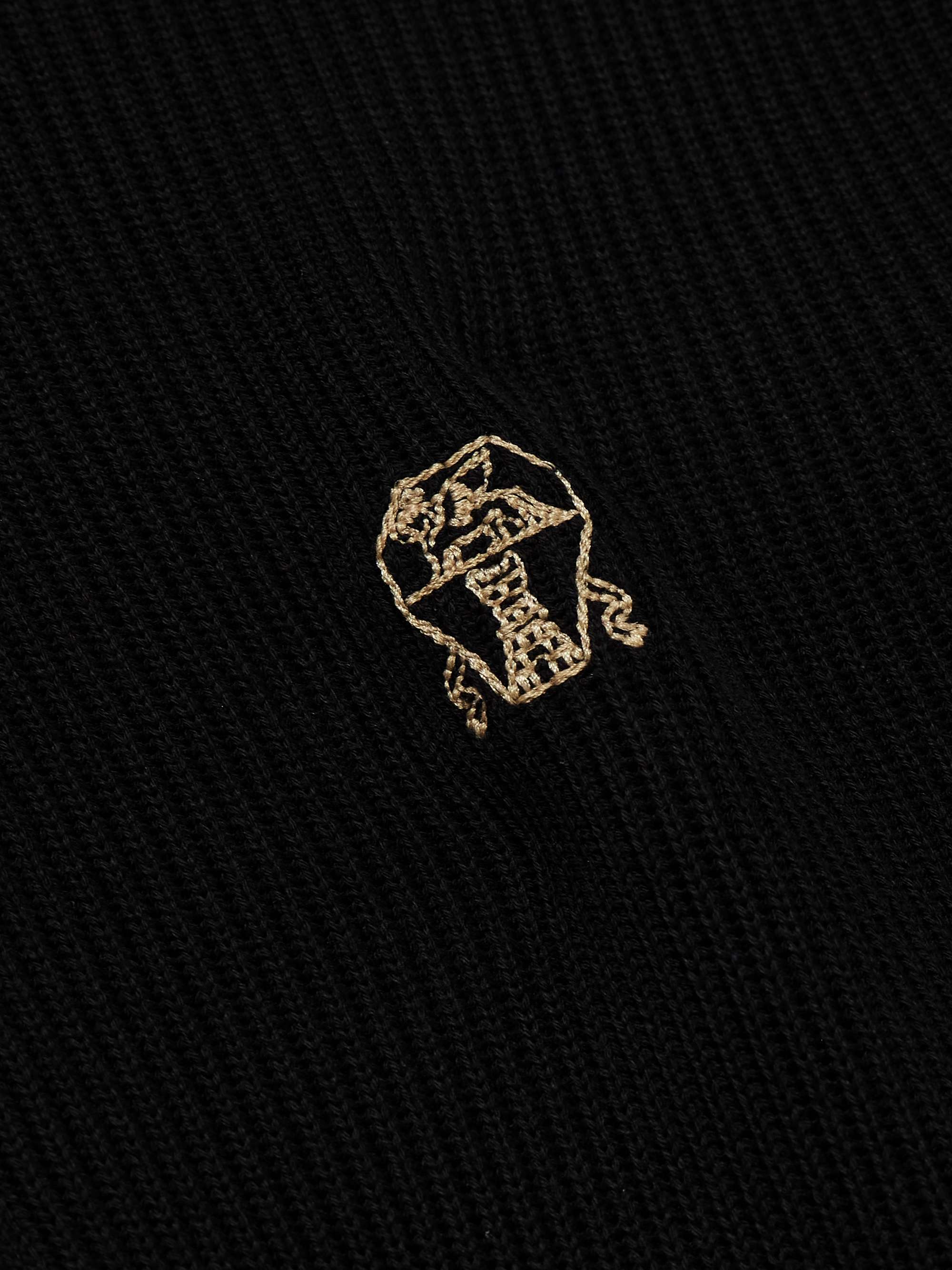 Logo-Embroidered Ribbed Cotton Zip-Up Hoodie view