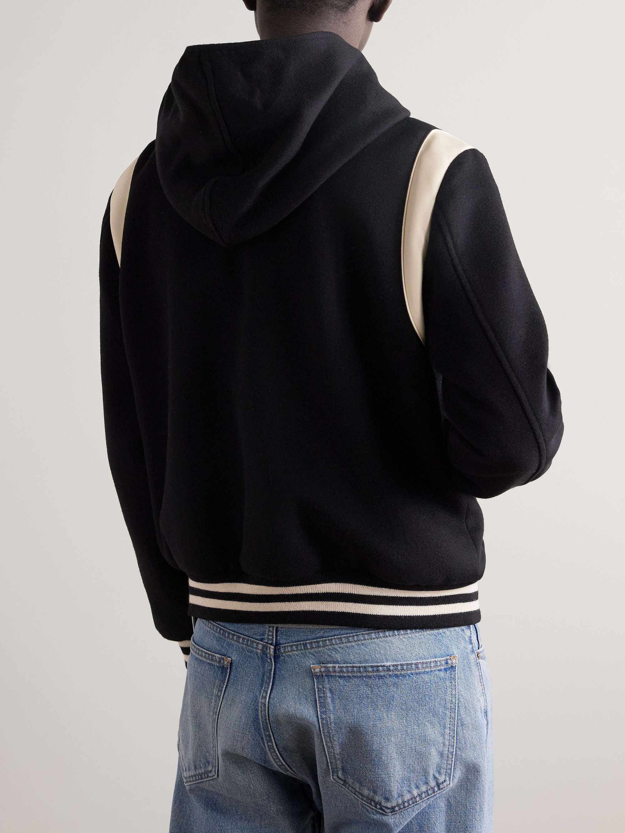 Appliquéd Wool and Cashmere-Blend Hooded Varsity Jacket view