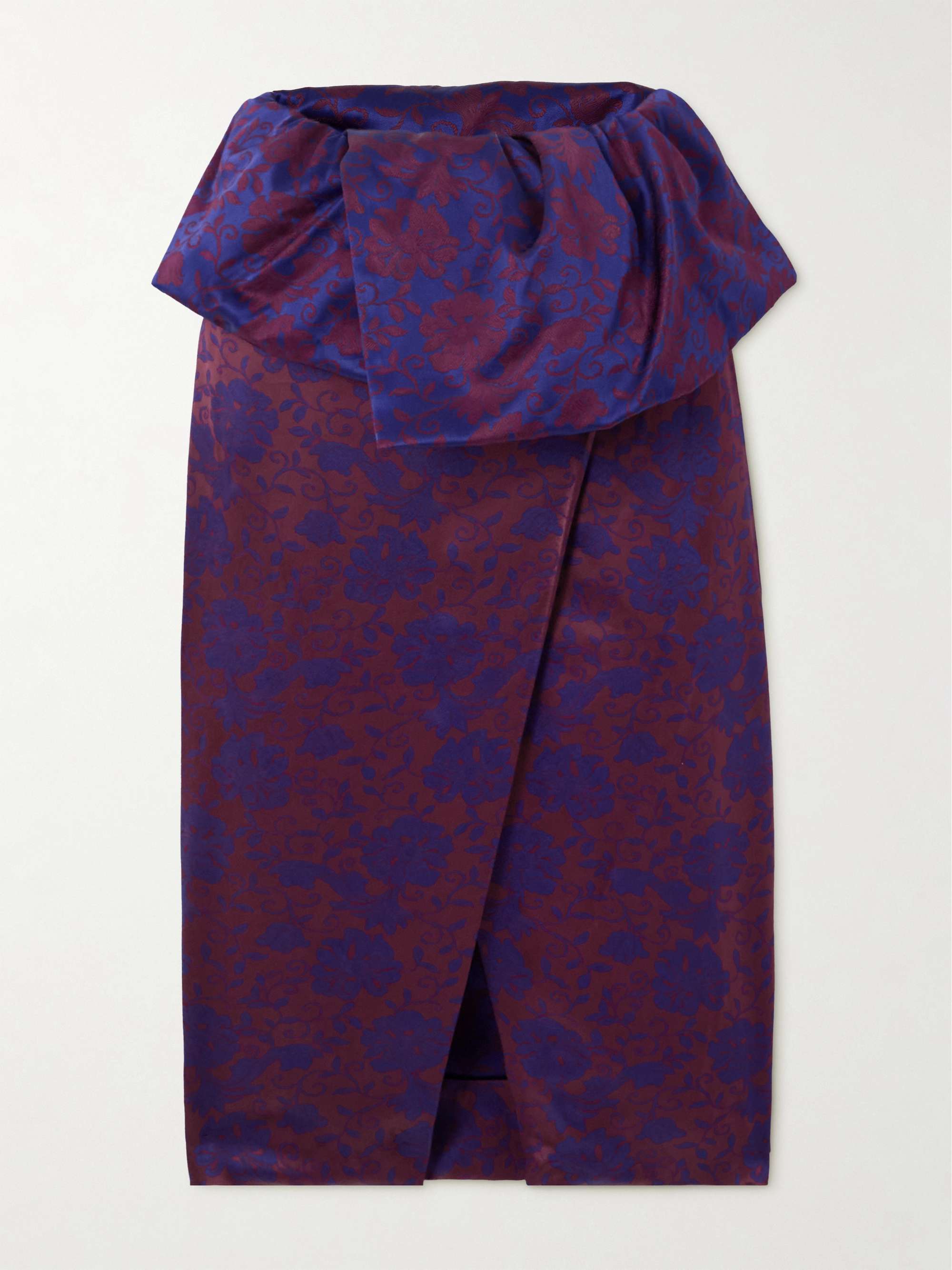 Wrap-effect satin-jacquard midi skirt view