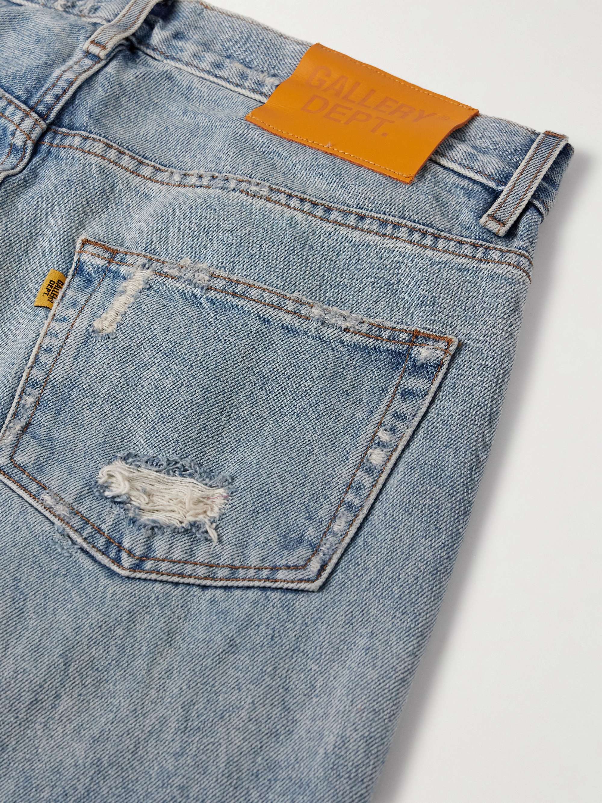 Cornell LA Slim-Fit Flared Distressed Leather-Panelled Jeans view