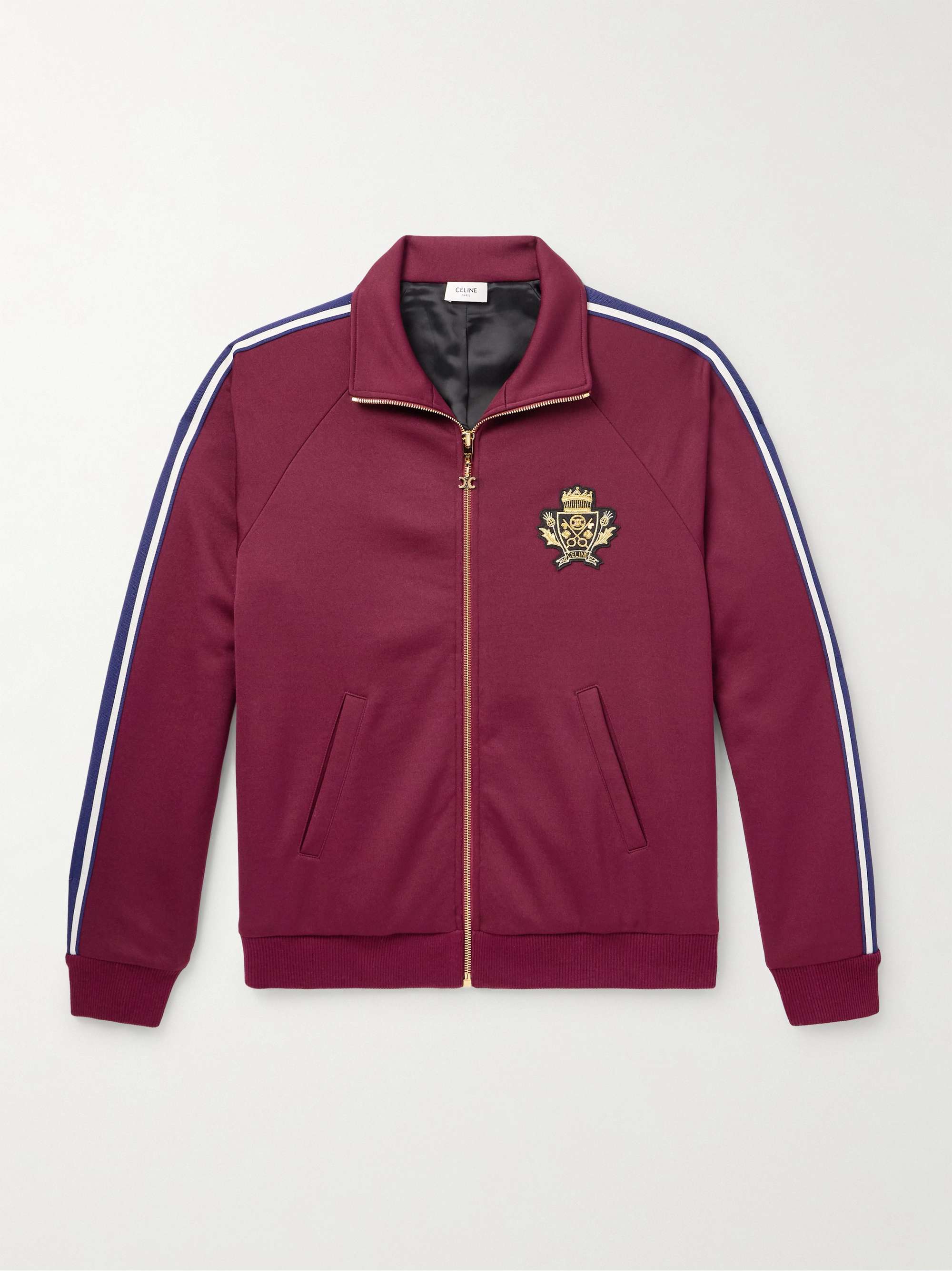 Logo-Appliquéd Striped Jersey Track Jacket view