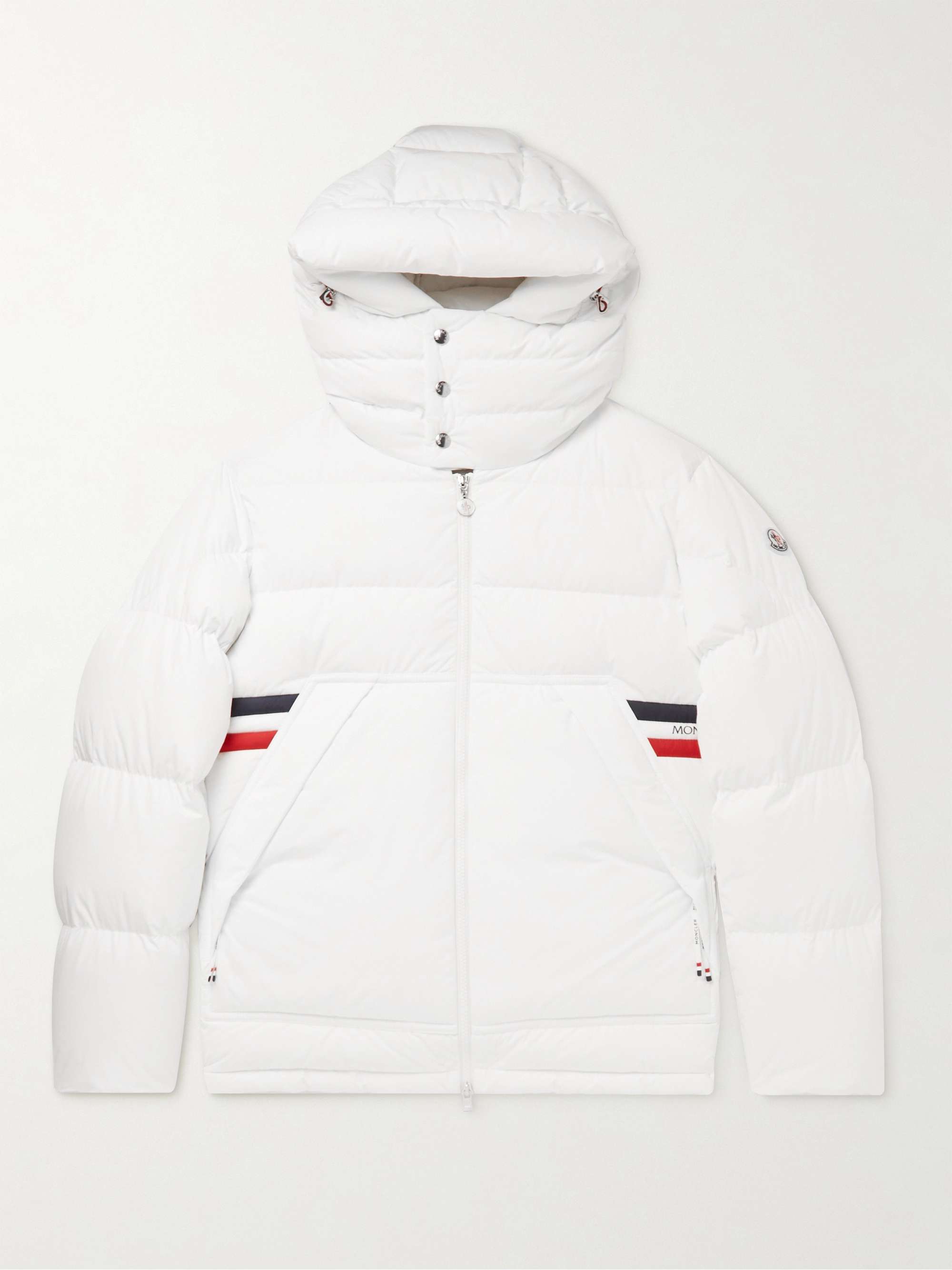 Fleole Logo-Print Striped Quilted Shell Hooded Down Jacket view