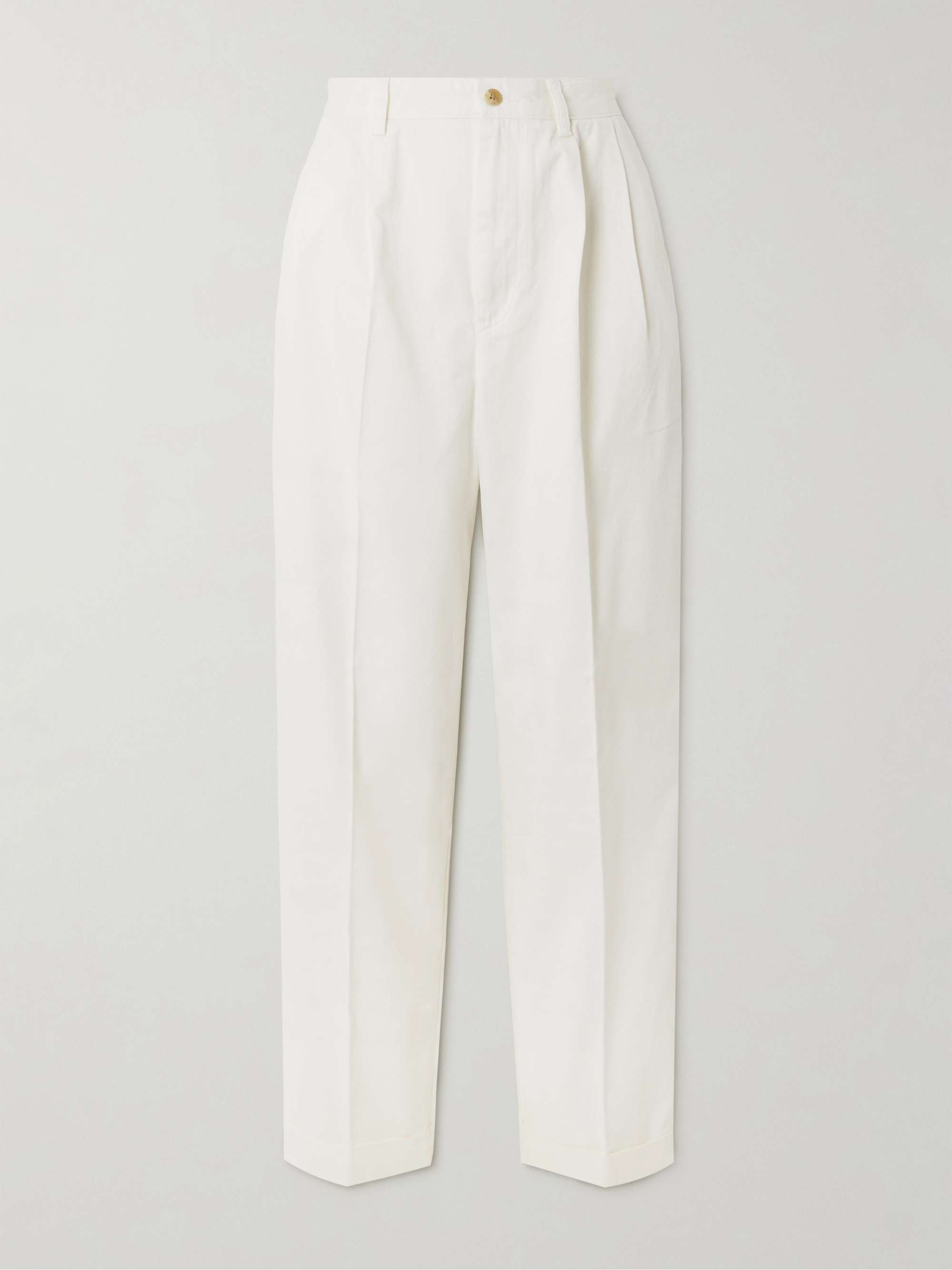 Pleated cotton-twill tapered pants view
