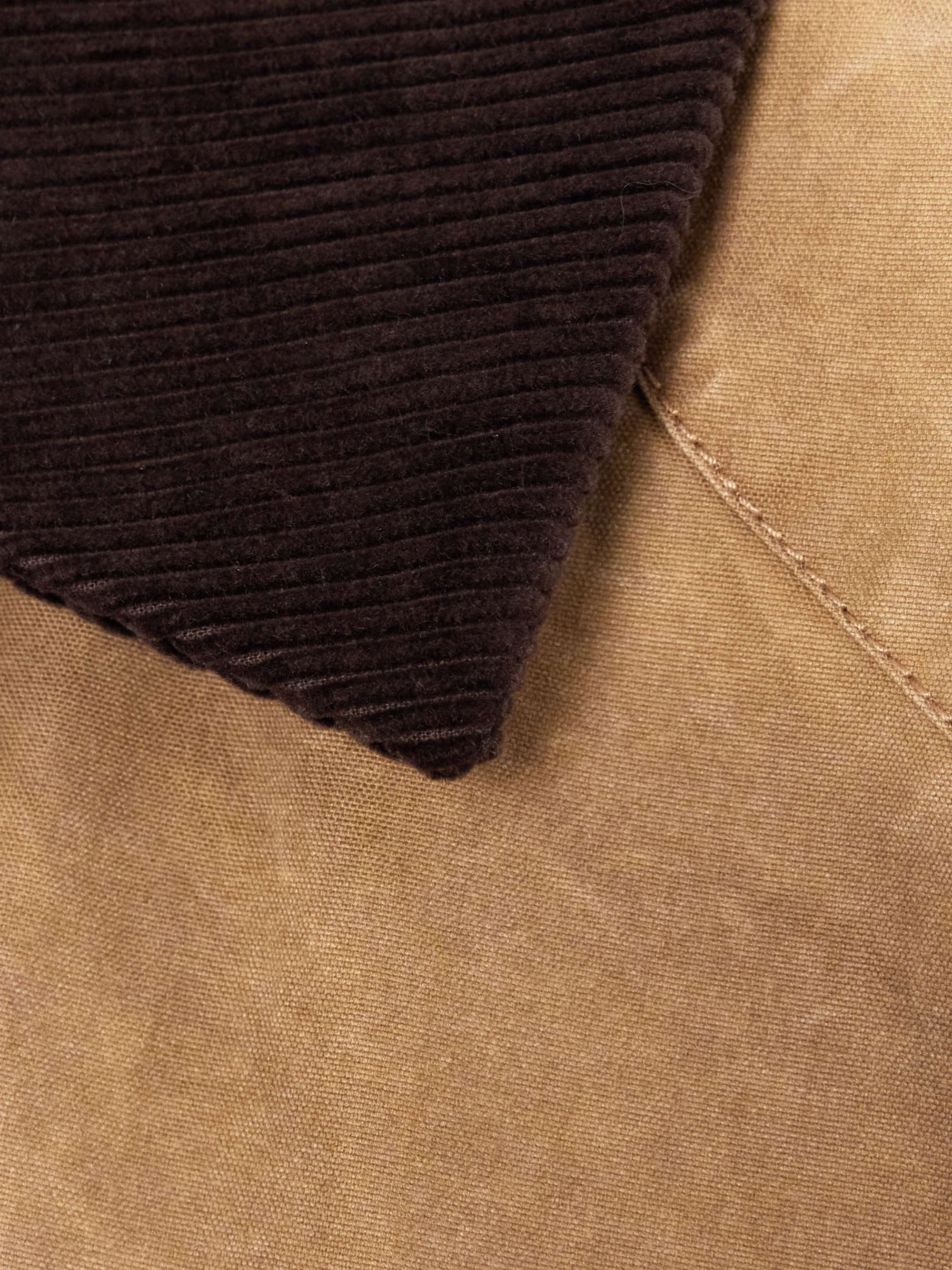 Corduroy-trimmed washed organic cotton-canvas jacket view