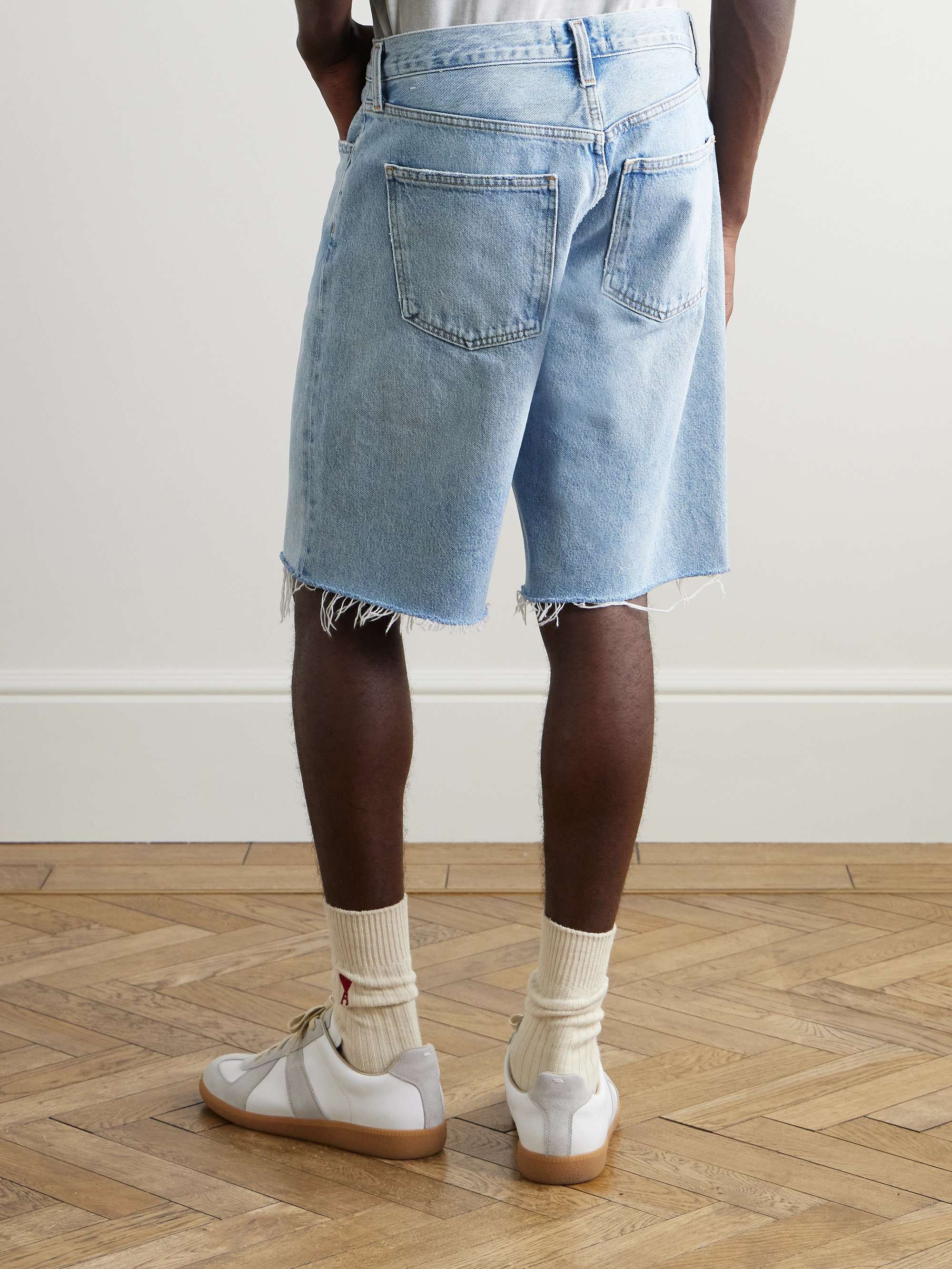 Anson Straight-Leg Frayed Denim Shorts view