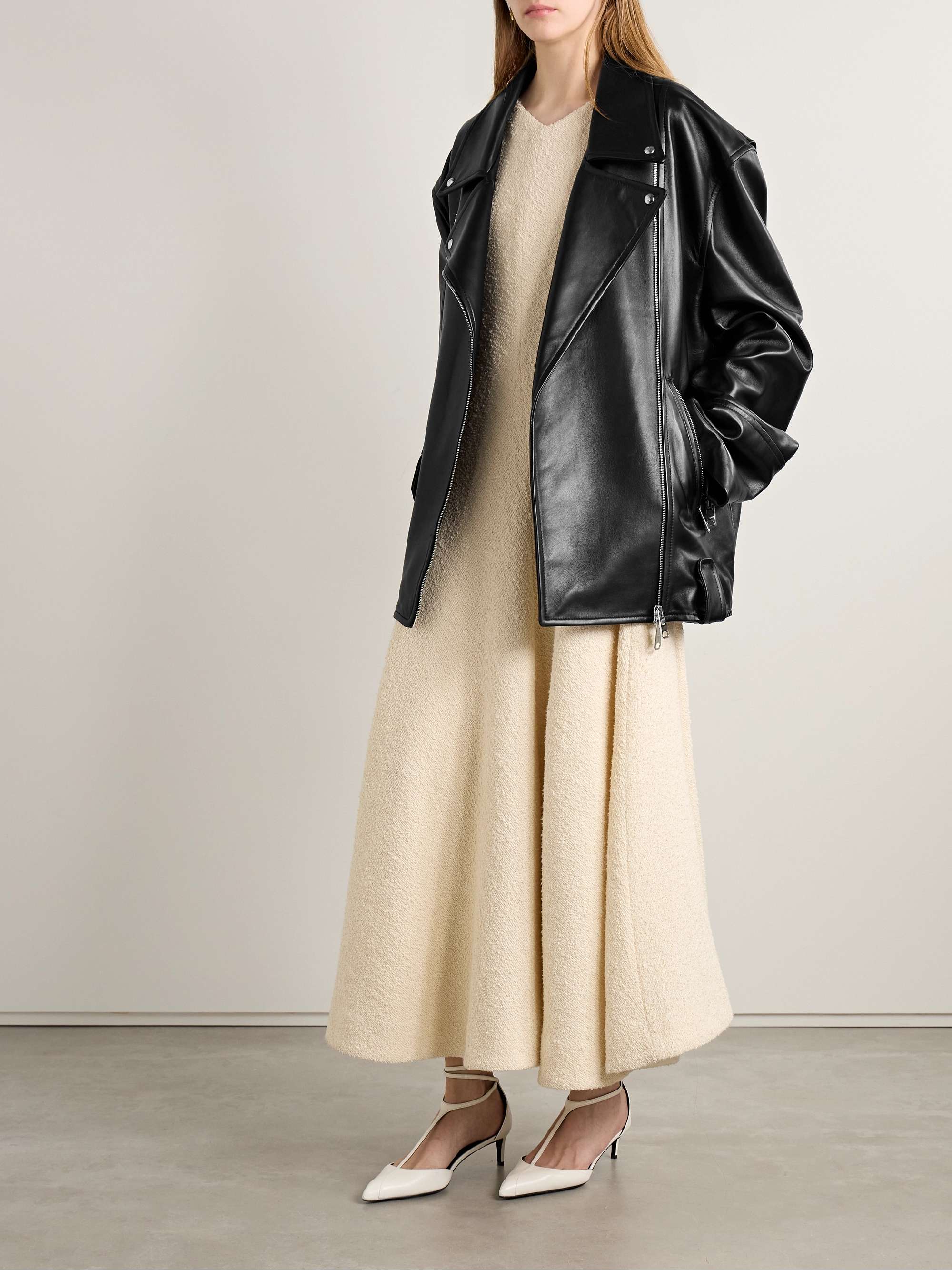 Hansel oversized belted leather biker jacket view